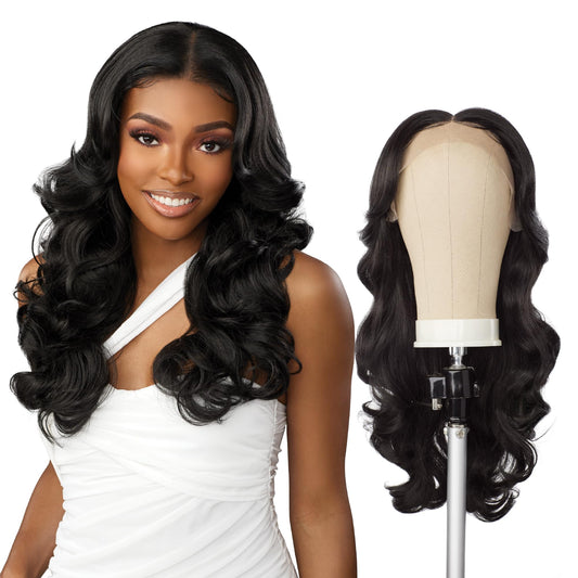 Sensationnel Butta Lace Front Wigs - Human Hair Blend Volume Curl 22 extra wide 5 inch part preplucked hairline - Butta HHM Volume Curl 22 Inch (LIGHTASHBROWN)