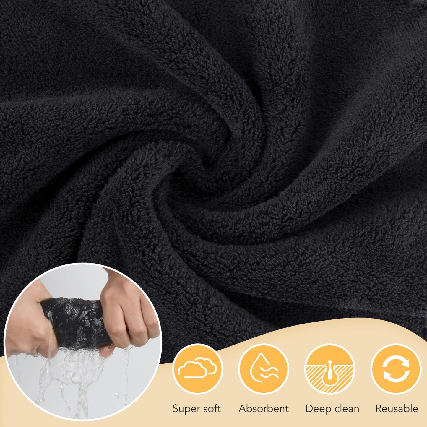 SUNLAND Microfiber Face Cloth Reusable Makeup Remover Facial Cleansing Towel Ultra Soft Face Washcloth 12inchx12inch 12 Pack Black