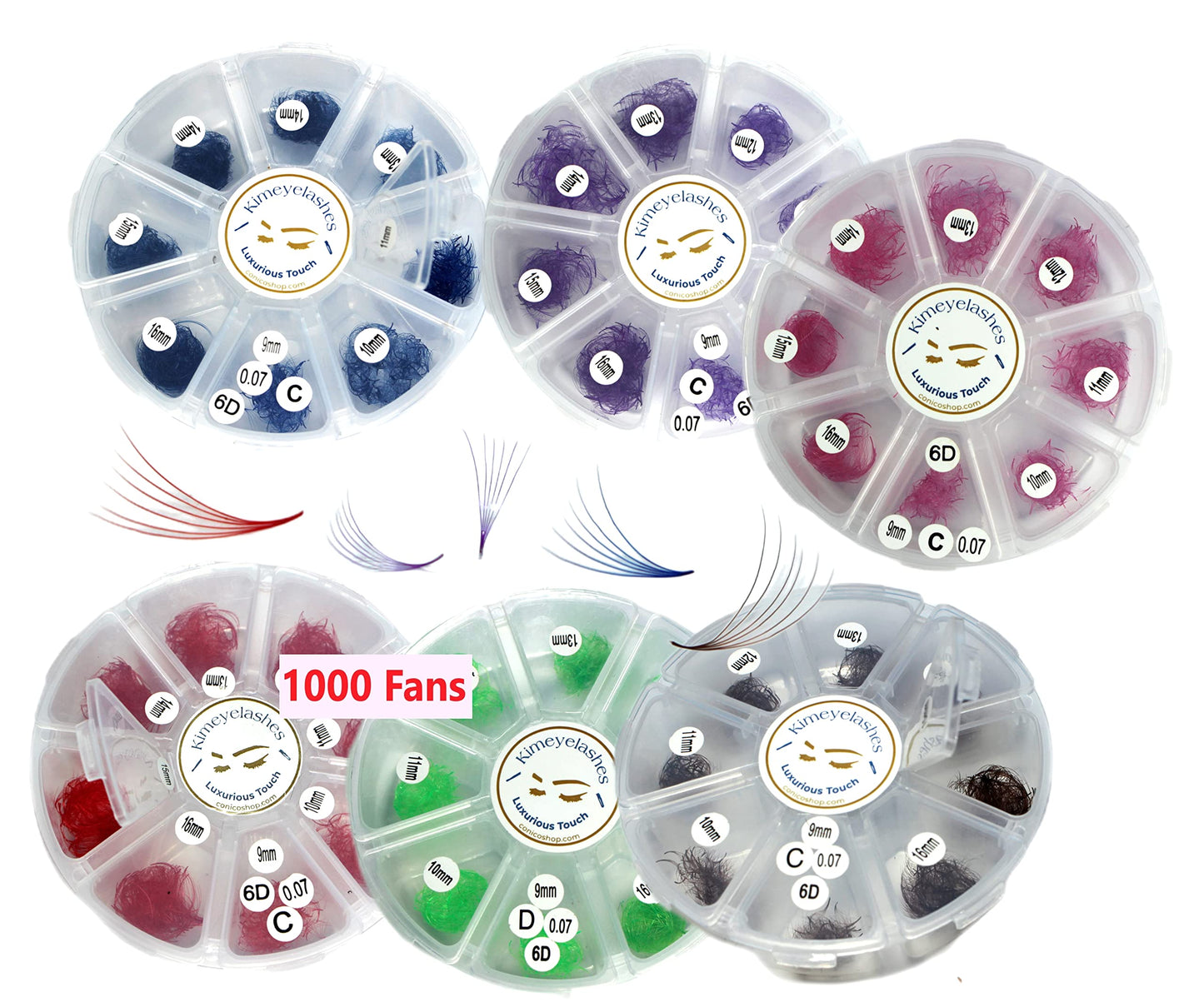 1000 Premade volume fans Mixed lengths 9-16mm loose Fans C, D Curl. Handmade eyelash extensions supplies Russian volume lash promade fan 4D 5D 6D 7D 8D 9D 10D (Curl C, 6D - 0.07 - Yellow)