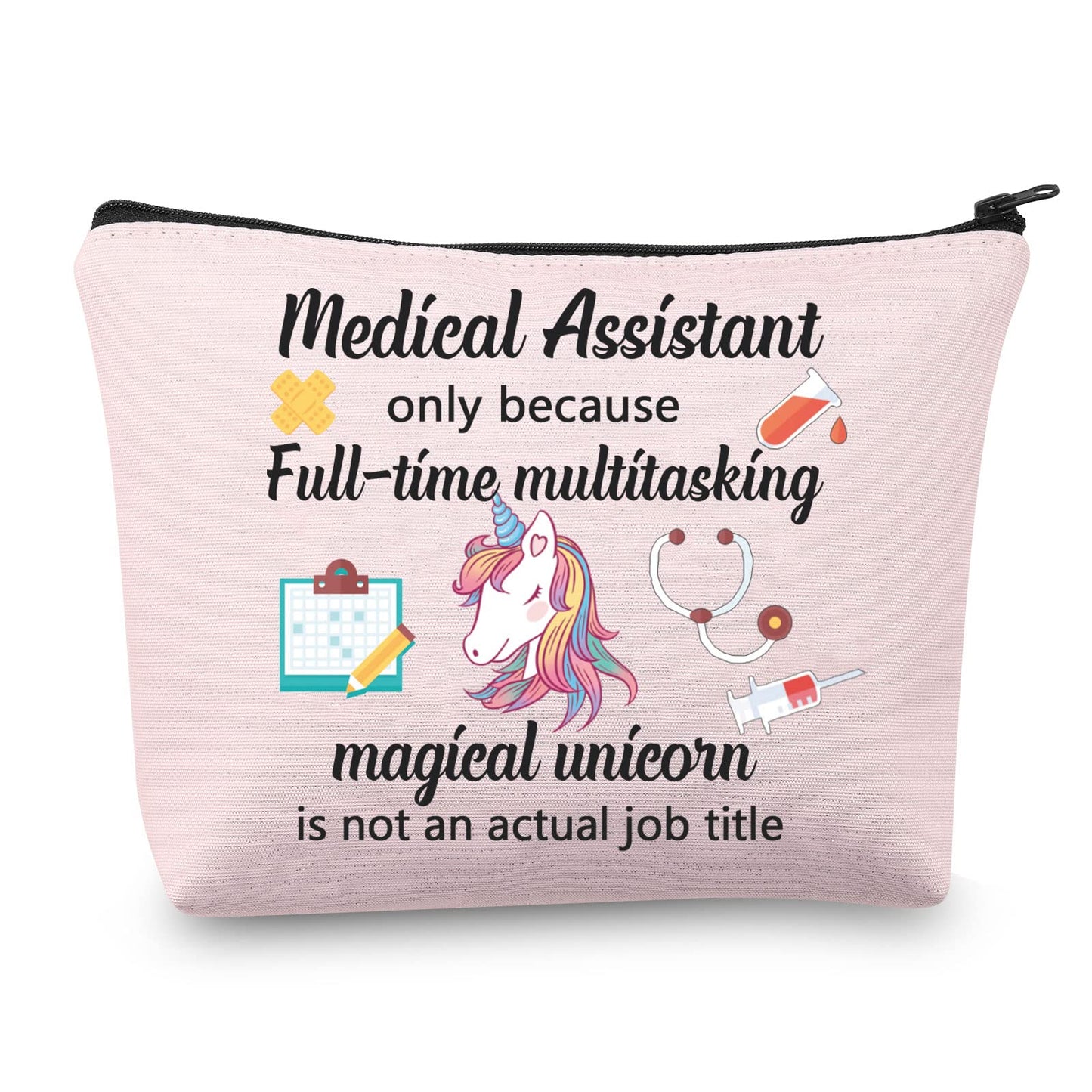 MBMSO Medical Assistant Makeup Bag MA Gift for Nurse Medical Assistant Graduation Gift Cosmetic Pouch Bag Unicorn Bag(Medical Assistant bag-pink)