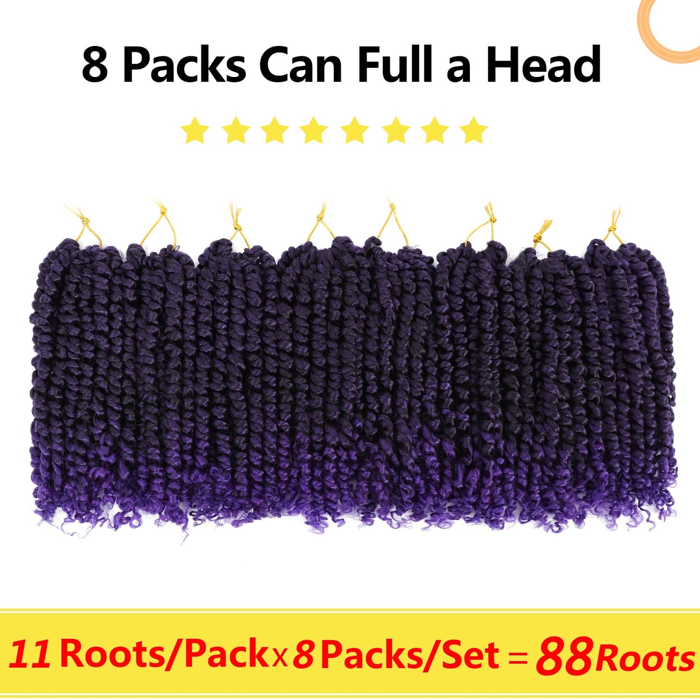 Fulcrum Passion Twist Crochet Hair 10 Inch, 8 Packs Pre Looped Passion Twist Hair, Pre-Twisted Passion Twist Crochet Hair For Black Women (10Inch (Pack of 8), 1B/Purple#)