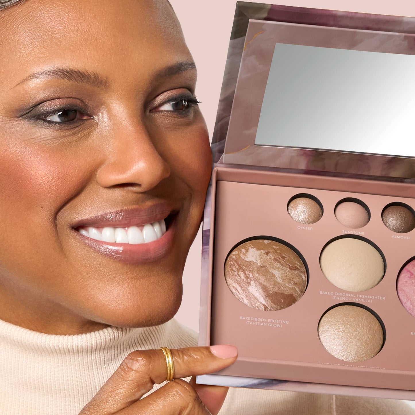 LAURA GELLER NEW YORK Baked Starter Kit: Baked Balance-n-Brighten Powder Foundation, Fair + Best of the Best Palette Blush Bronzer Highlighter Eyeshadow + Retractable Kabuki Brush