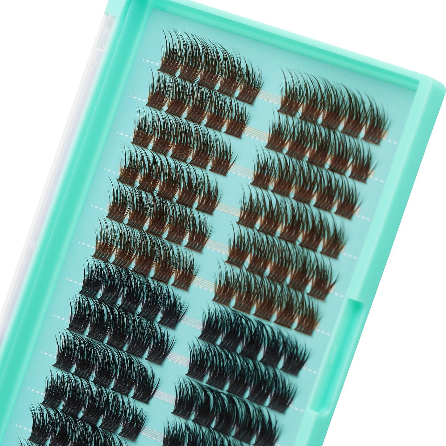 Bodermincer 120 Cluster 12mm/14mm/16mm to Choose Brown+Black Mixed Tray Lash Cluster Eyelash Extension Natural 3D Russian Volume Faux 3D Effect Glue Bonded Cluster Eyelashe (Y12# Brown+Black 16mm)