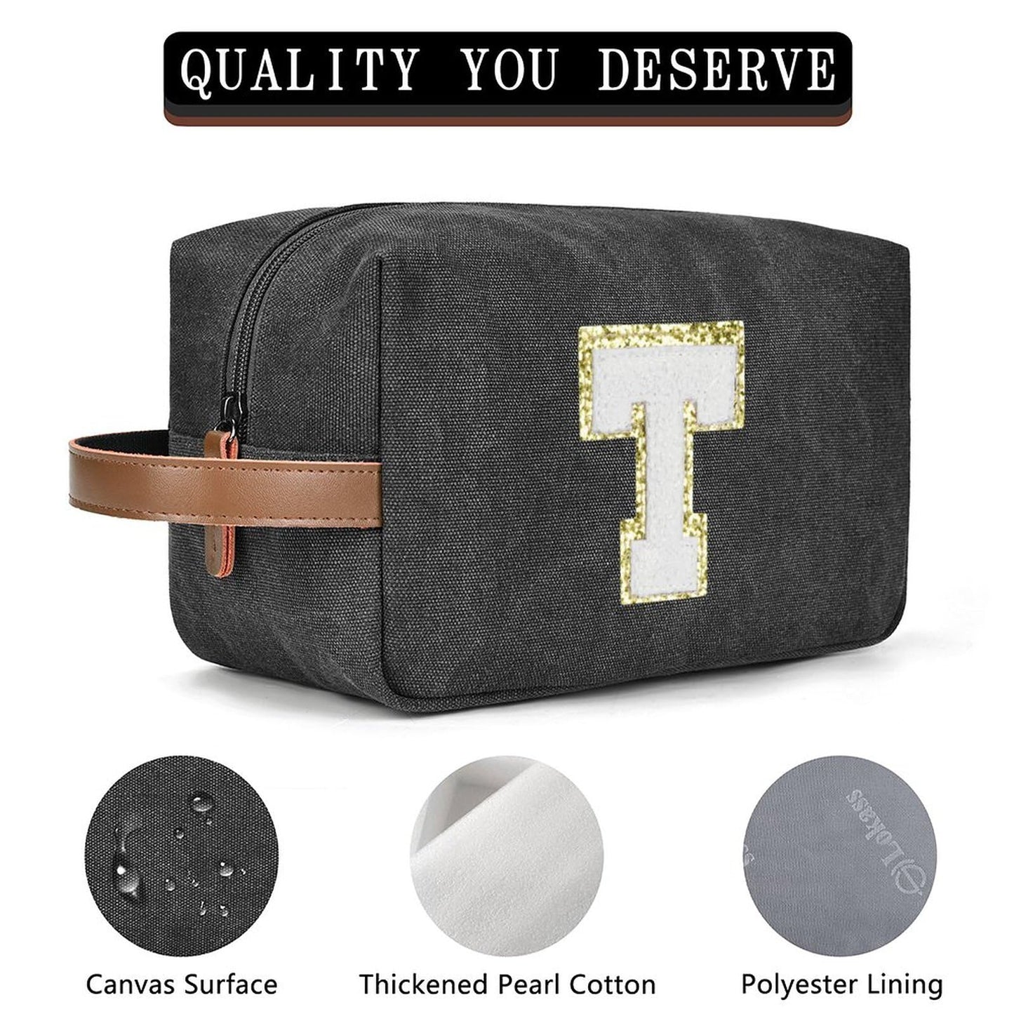 Travel Toiletry Bag for Men Initials - Graduation Gifts for Him, Personalized Shaving Kit Bag Hanging Dopp Kit - Travel Essentials, Bathroom Shower Bag for Toiletries Accessories Gifts for Men - T