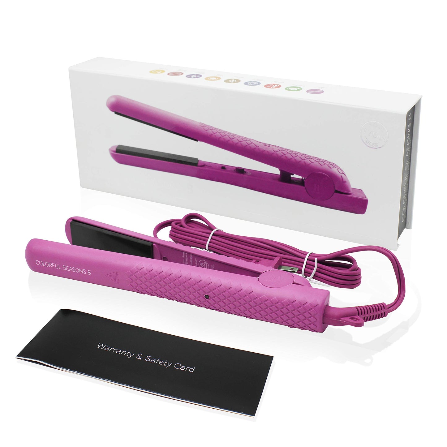 2 Pack Herstyler Colorful Seasons Ceramic Flat Iron (Pink) and Grande Curling Wand (Pink)