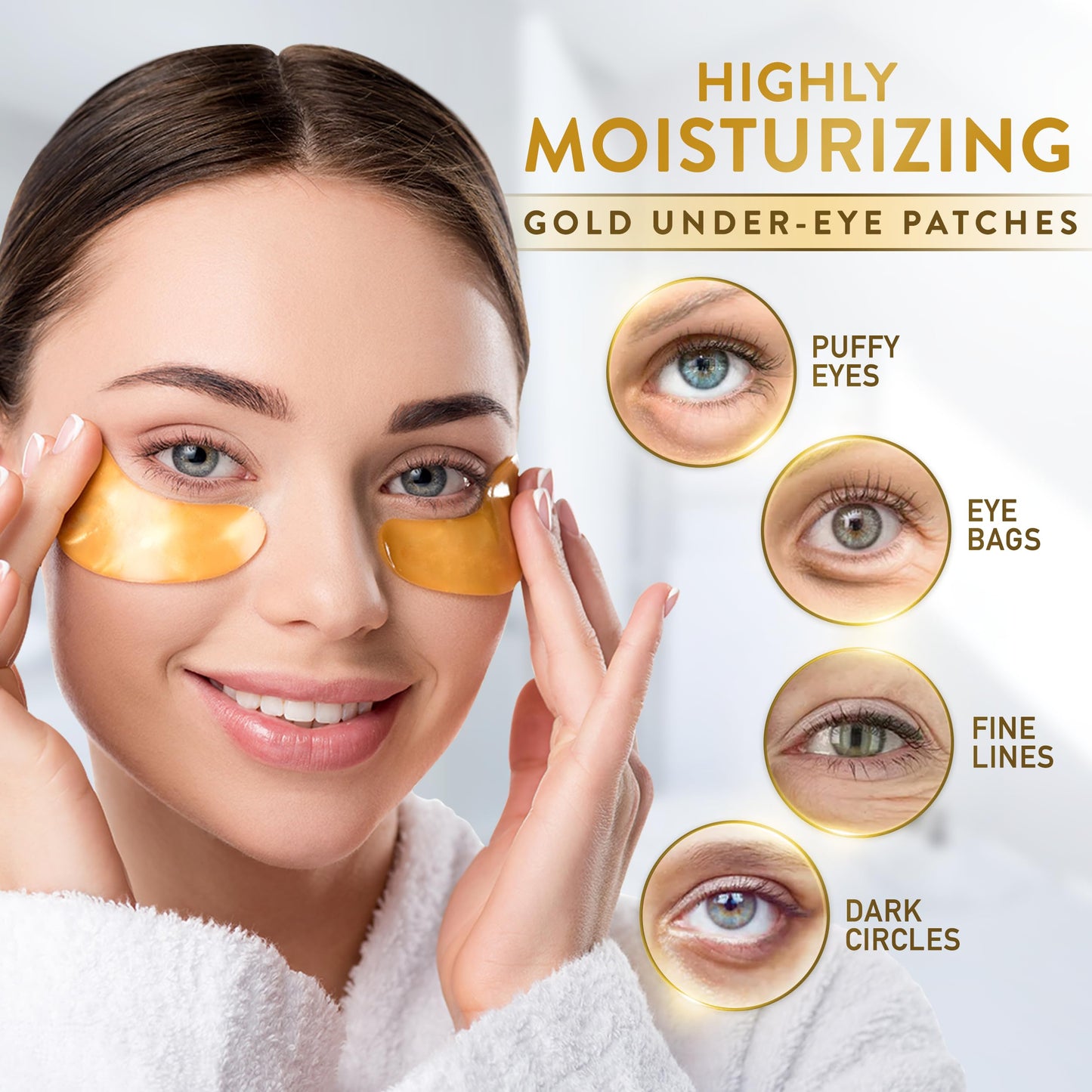 Live Wild Beauty PatchRx 24K Gold Under Eye Patches for Puffy Eyes and Dark Circles with Pure Collagen, Eye Gel Pad Masks for Reducing Eye Bags, Puffy Dark Circles, Wrinkles, and Fine Lines- 72 Pairs