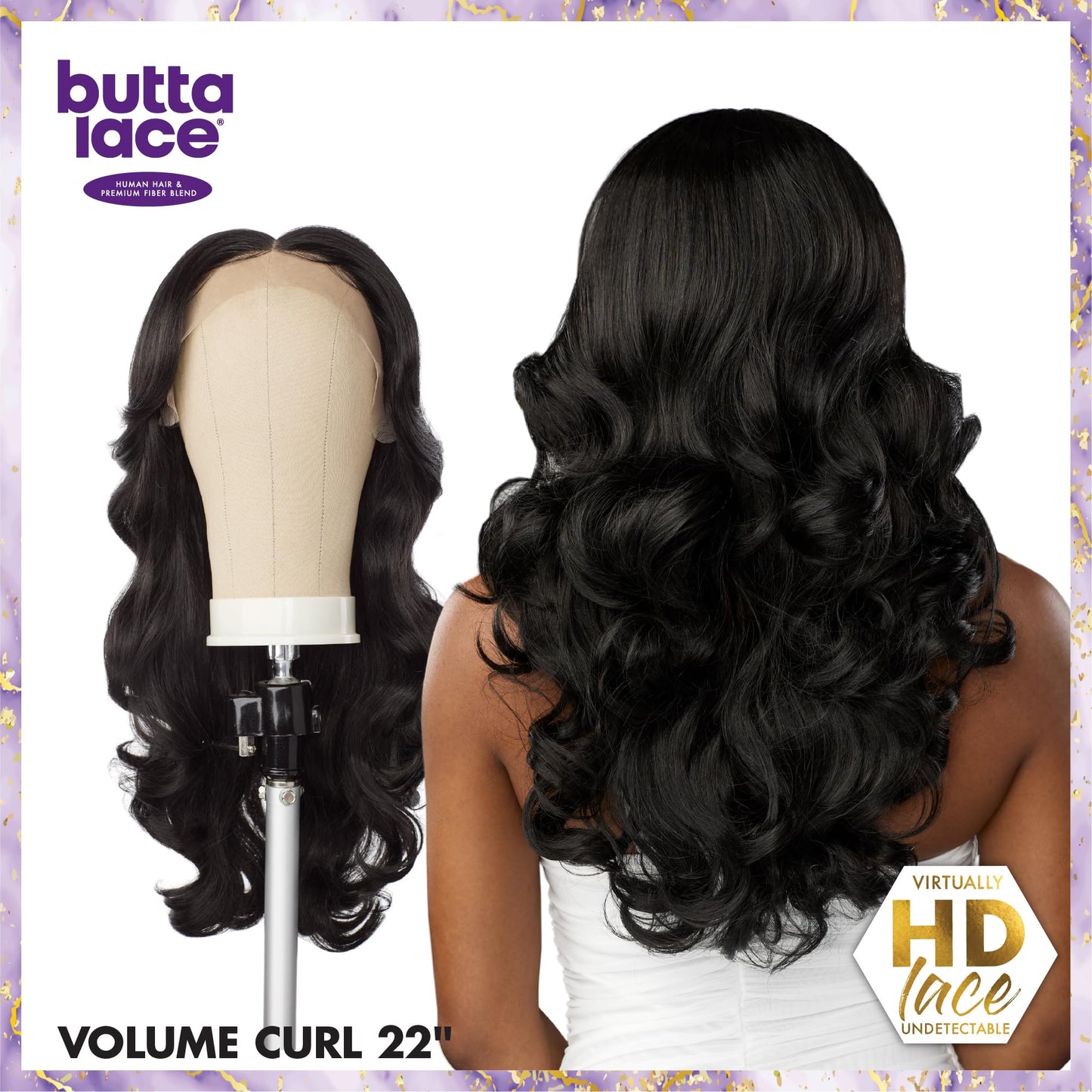 Sensationnel Butta Lace Front Wigs - Human Hair Blend Volume Curl 22 extra wide 5 inch part preplucked hairline - Butta HHM Volume Curl 22 Inch (LIGHTASHBROWN)