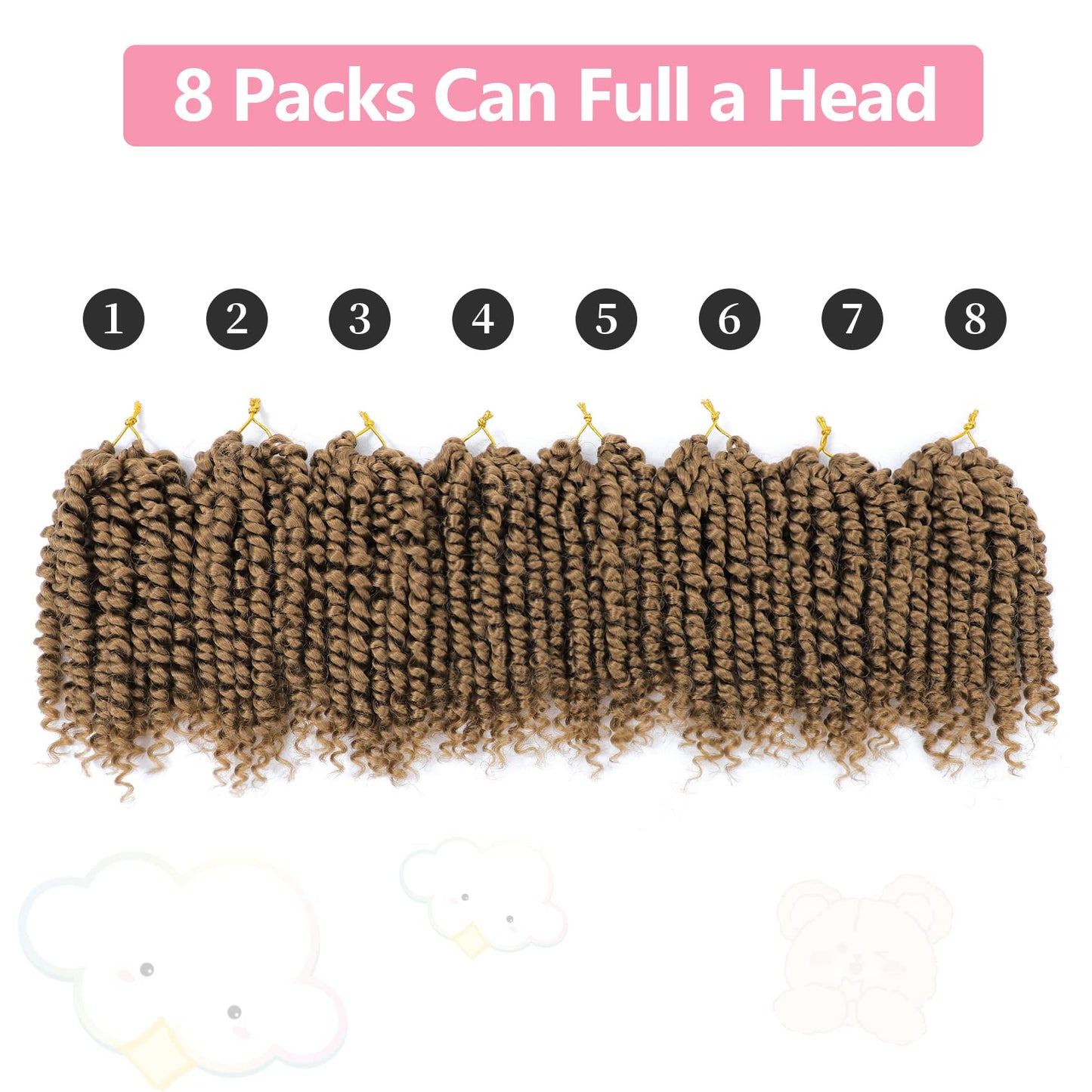 Fulcrum Passion Twist Hair 6 Inch, 8 Packs Passion Twist Crochet Hair for Black Women, Prelooped Crochet Twist Hair with Curly Ends (6Inch, 27#)