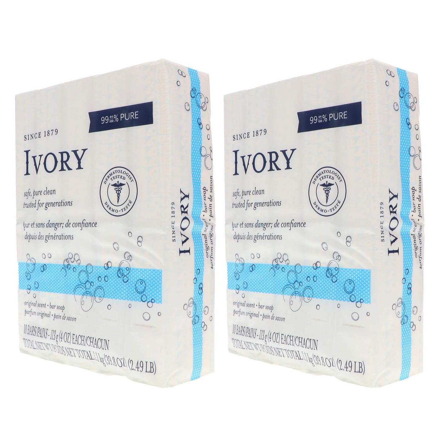 Ivory Original 10-Count: Bath Size Bars (4 Oz), 38.8 Ounce (Pack of 2)