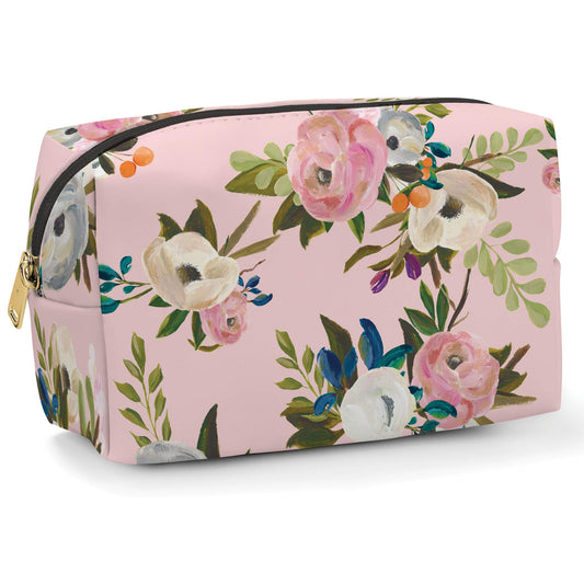 Cosmetic Bag for Makeup & Toiletries by Studio Oh! - Bella Flora - Fully Lined, Spacious Size: 10" W x 4.25" H x 4.75" D Loaf Pouch with Full Zip Closure