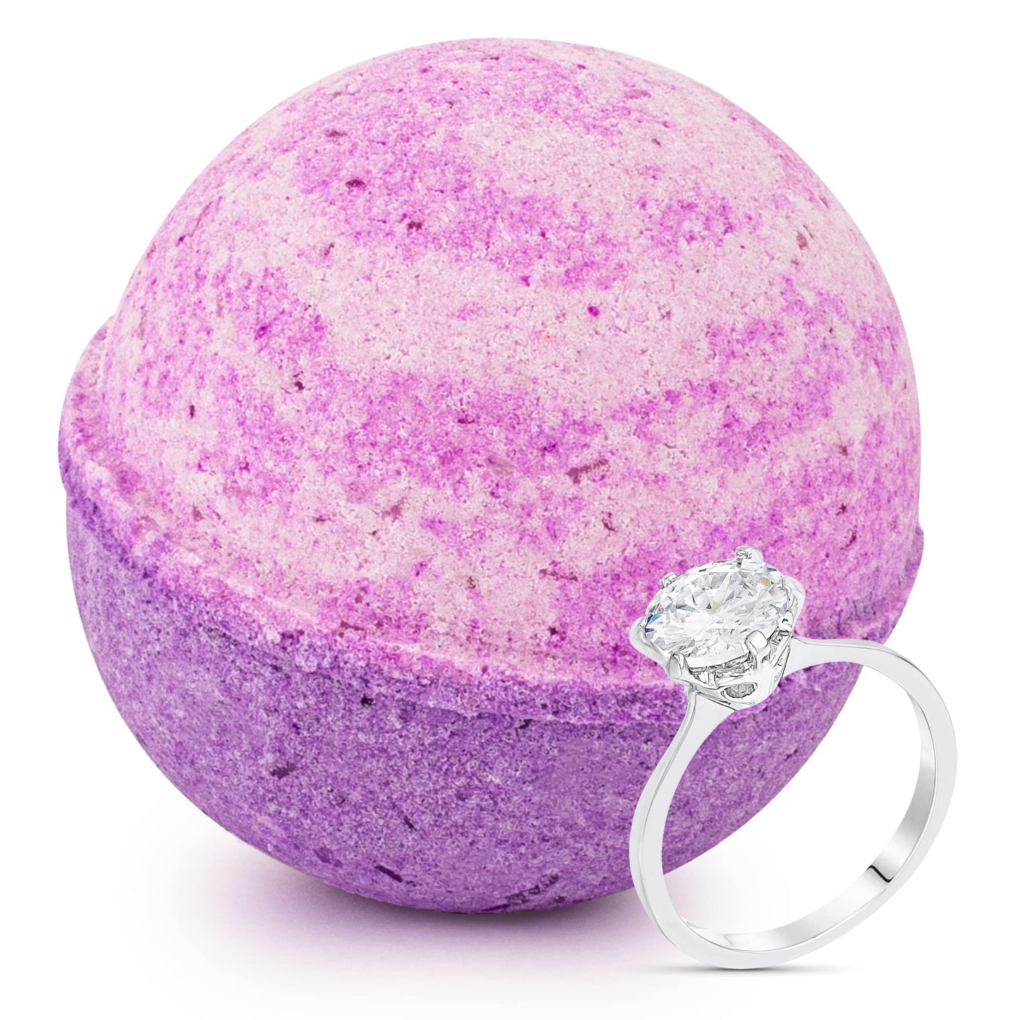 Kate Bissett Calm Lavender Bath Bomb with Jewelry Inside (Surprise Jewelry Valued at $25 to $5,000) Made in USA, Perfect for Bubble Spa Bath. Handmade Ring Size 05