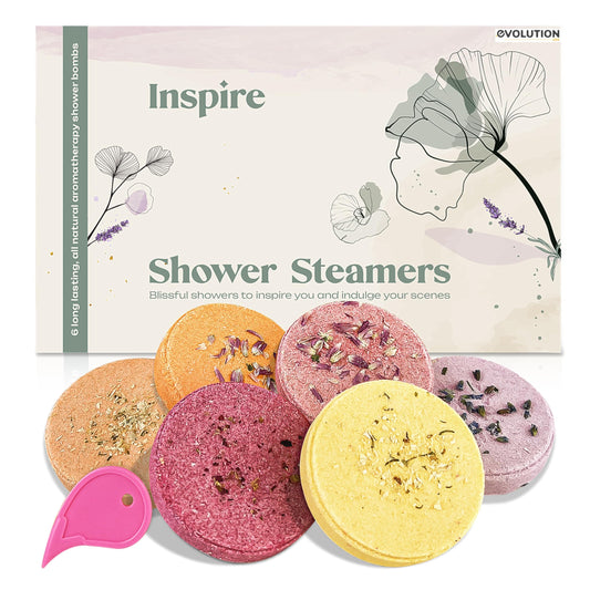 EvolutionUSA - 6 Mothers Day Shower Bombs Aromatherapy, Organic Shower Steamers Aromatherapy Shower Tablets, Natural Shower Steamers Set, Showerbomb Mom Gifts for New Mom Self Care, Gifts for Runners