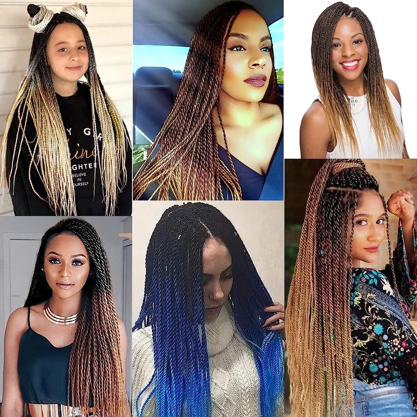 Senegalese Twist Crochet Hair For Black Women 14 Inch 7 Packs Crochet Senegalese Twists Crochet Twists Pre Looped Small Crochet Braids Hair 30Stands/Pack Hot Water Setting(14 Inch, T1B/GRAY)