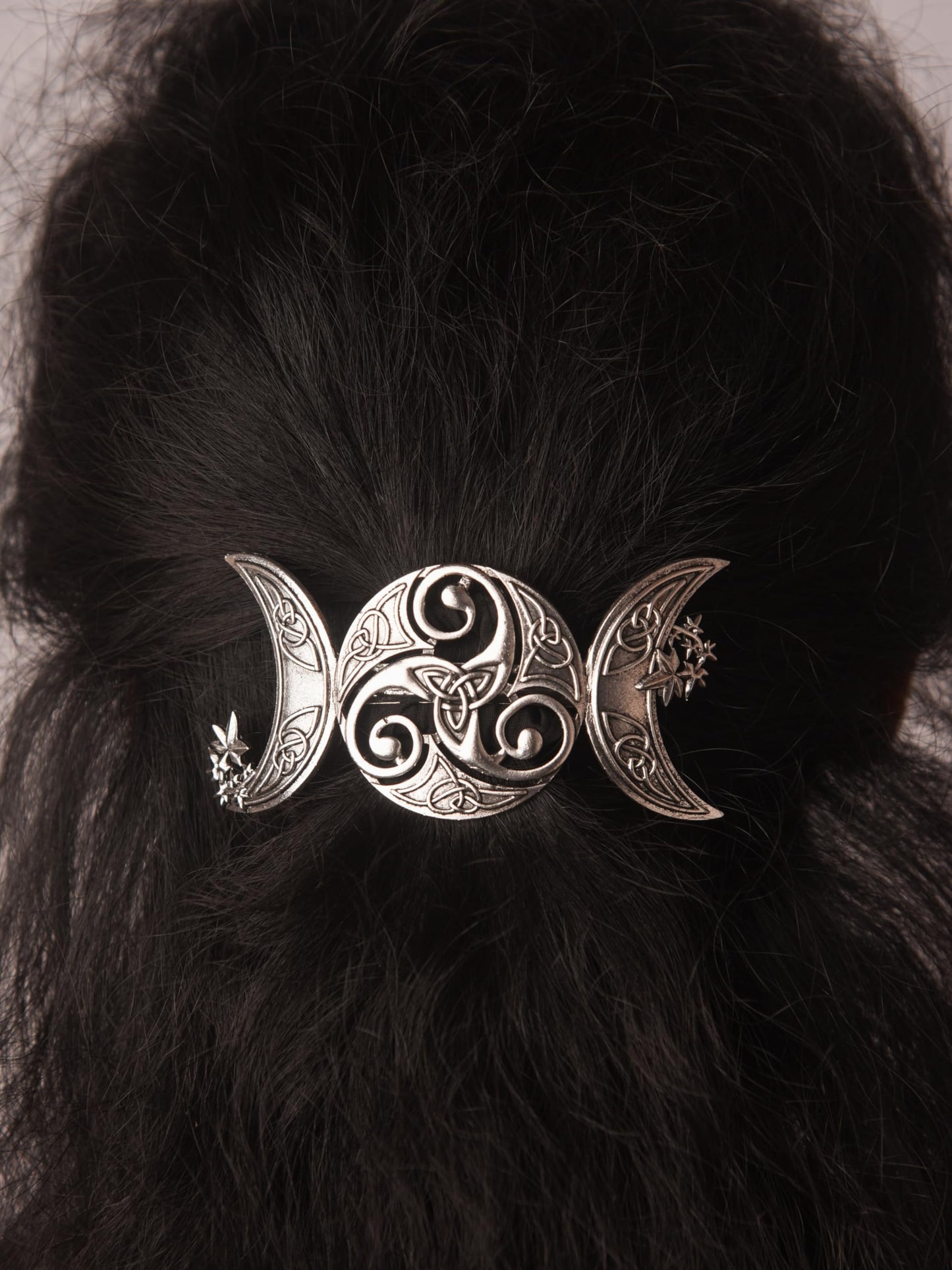 HAQUIL Triple Moon Celtic Knot Hair Clip Vintage Hollow Moon Hair Clip Barrette Jewelry for Women