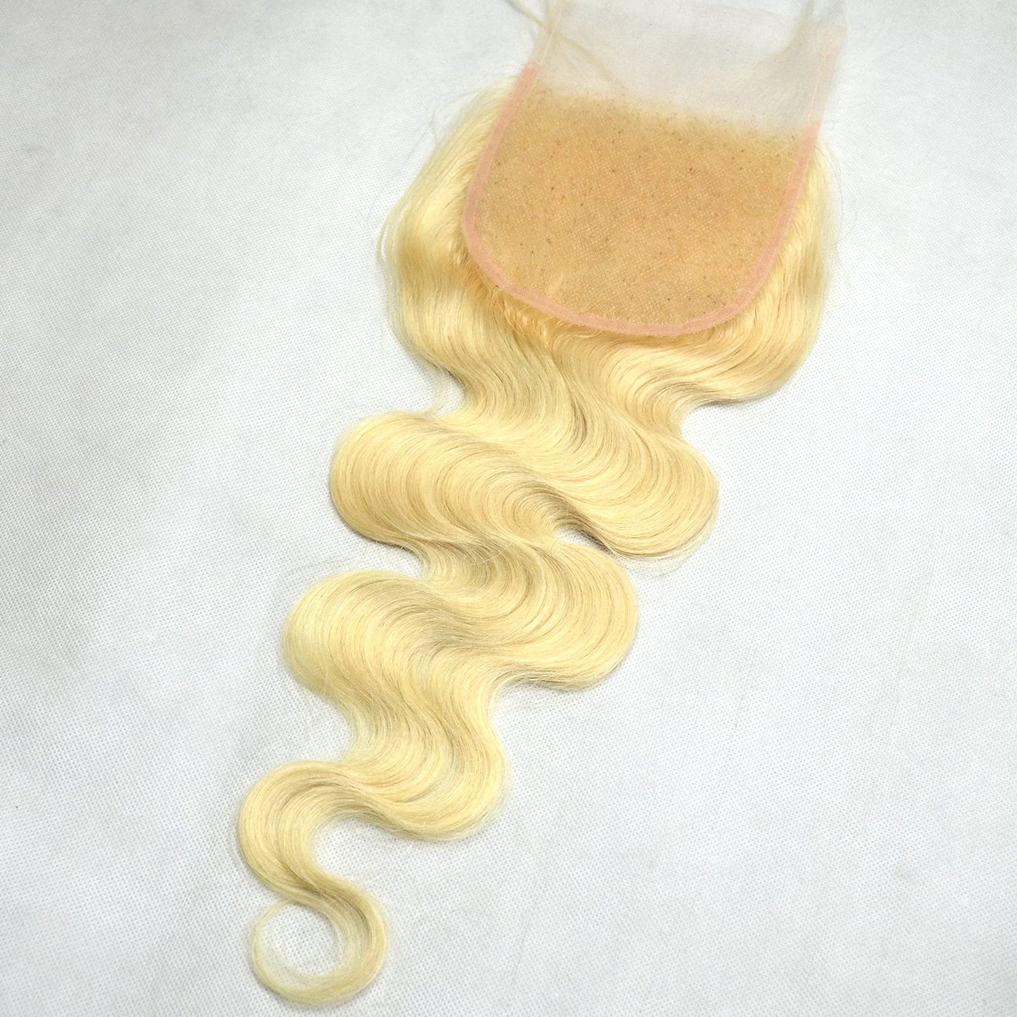 BLUPLE 613 Blonde 5x5 Lace Closure Body Wave Brazilian Virgin Human Hair Free Part with Baby Hair Bleached Knots Pre Plucked Natural Hairline 16 Inch