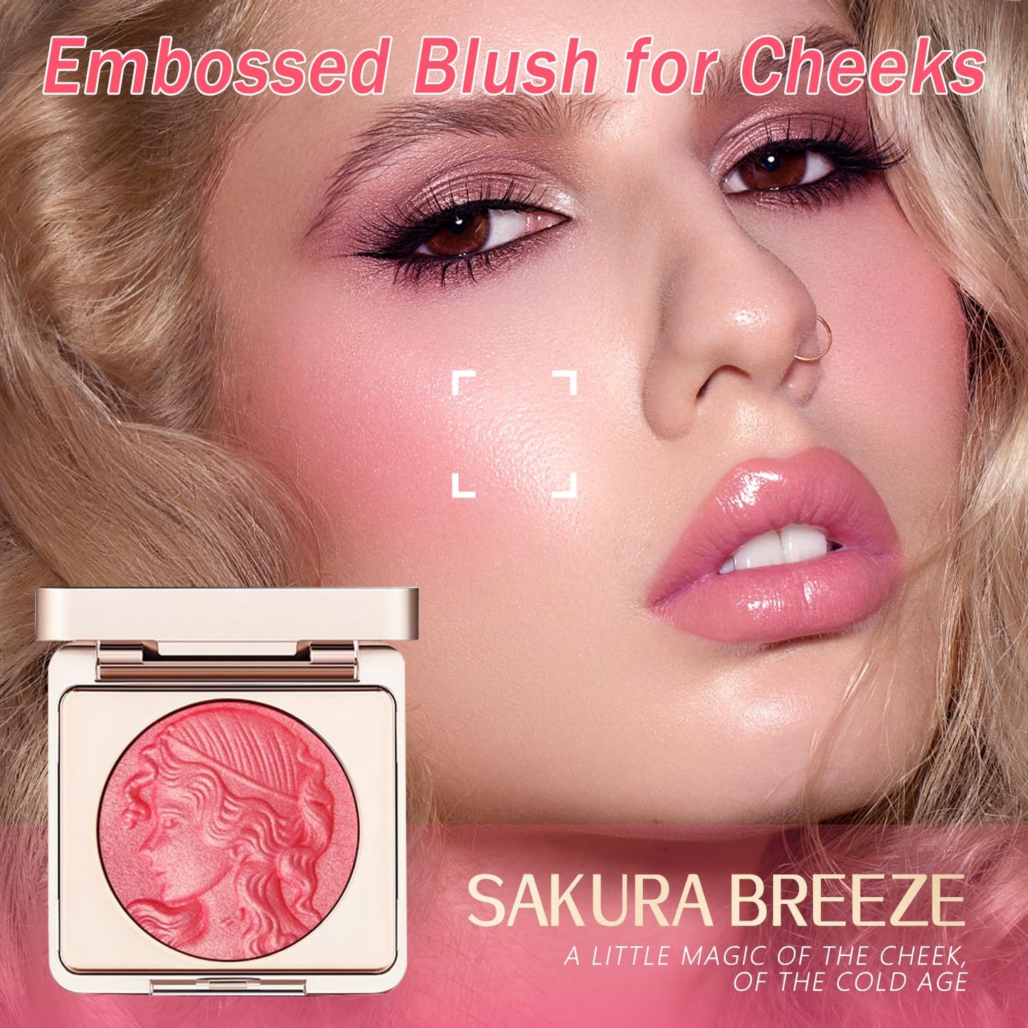 Embossed Blush for Cheeks,Embossed Smooth Powder Blush Palette For CheeksMatte Face Powder Blush Palette,Natural Makeup,Radiant Finish - Contour Face with a Radiant Flush (Pink)