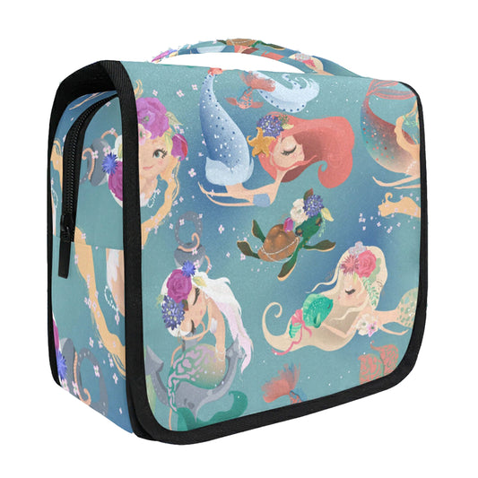 Hanging Travel Toiletry Bag Kit Makeup Case Cosmetics Organizer for Men Women (Mermaid Girls Princess)