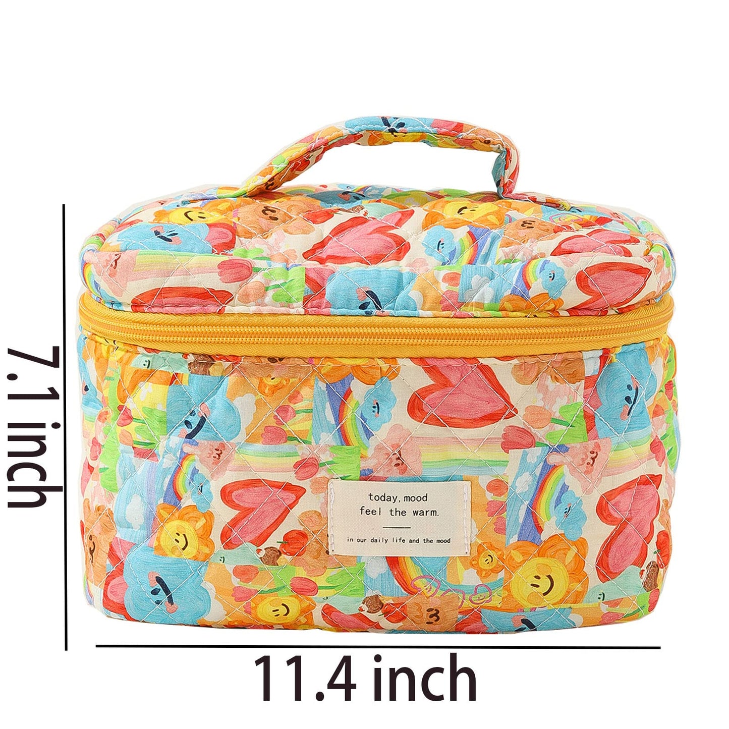 TWOYOMN Handbag Printed Cotton Makeup Bag Large Travel Cosmetic Bag Quilted Cosmetic Pouch Aesthetic Floral Toiletry Bag for Women Girls bag