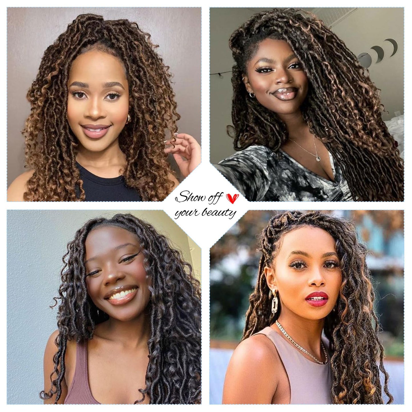 Goddess Locs Crochet Hair For Black Women 18 Inch 8 Packs Faux Locs Crochet Hair Crochet Locs Crochet Hair Pre Looped Soft Locs River Locs With Curly Ends (1B/Purple#)