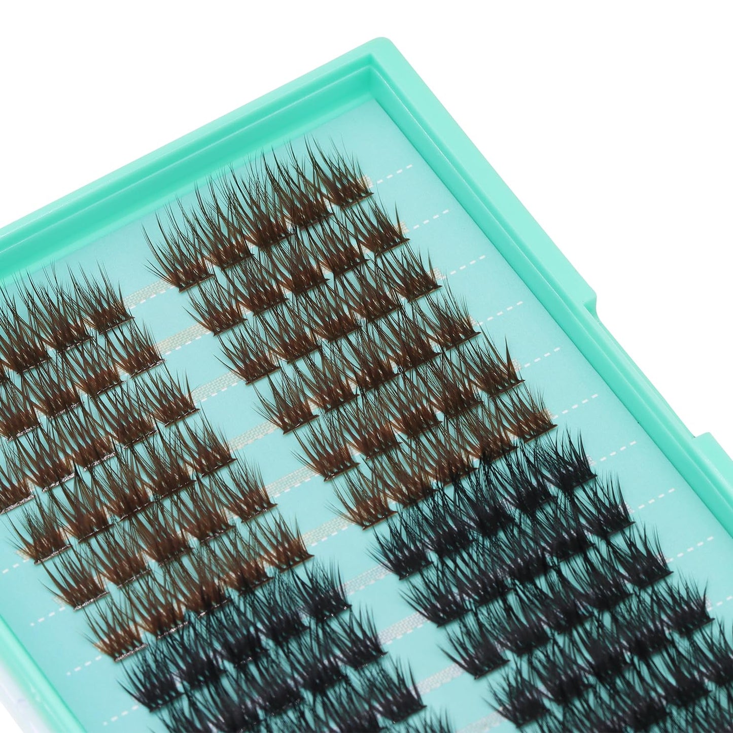 Bodermincer 120 Cluster 12mm/14mm/16mm to Choose Brown+Black Mixed Tray Lash Cluster Eyelash Extension Natural 3D Russian Volume Faux 3D Effect Glue Bonded Cluster Eyelashe (Y12# Brown+Black 16mm)