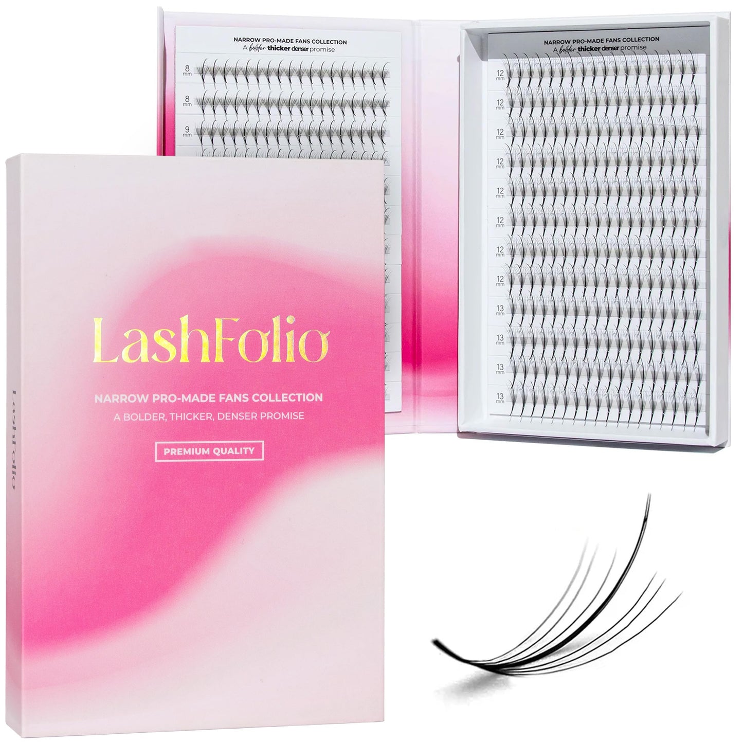 LLBA LashFolio Narrow Wispy Fans | Handmade Volume Eyelashes | Multi Selections From 5D To 10D | C CC D Curl | 0.03~0.07 mm | 8-13mm Length | Long Lasting | Easy Application (7D-0.05 CC 8mm-13mm)