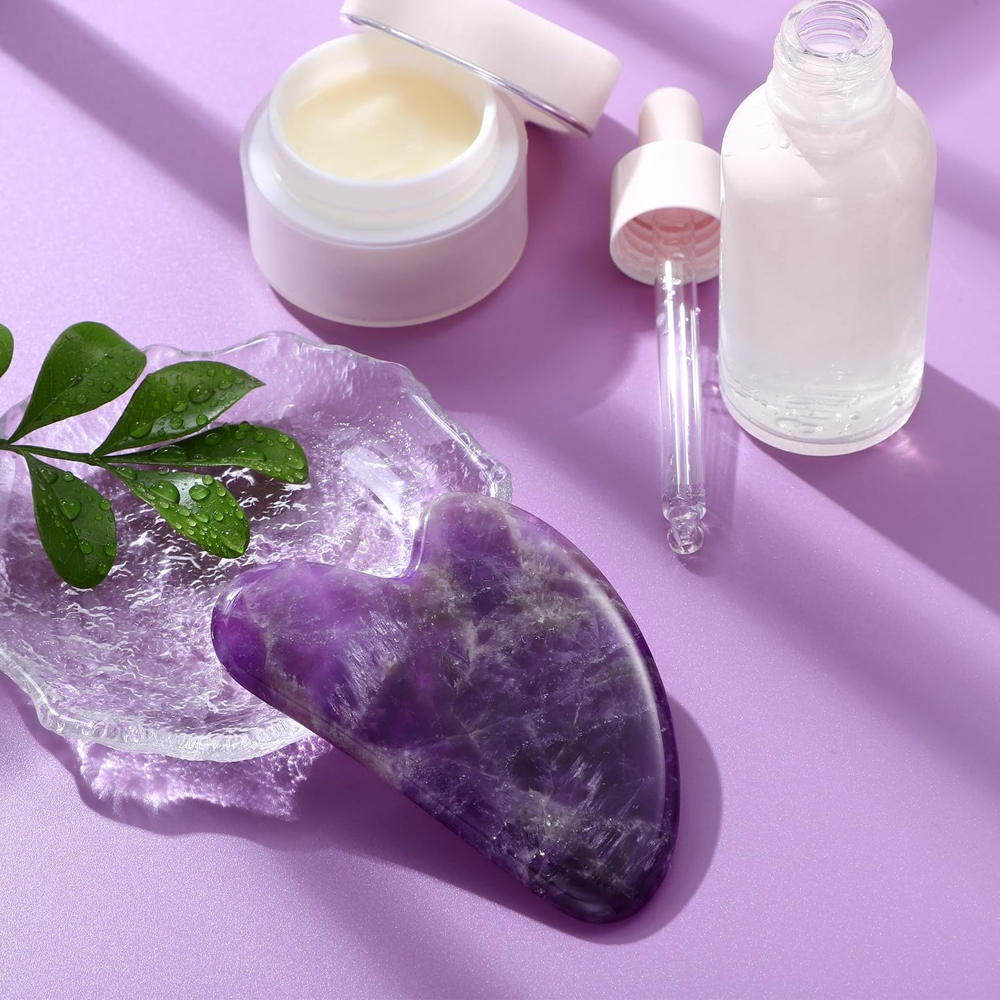 rosenice Gua Sha Facial Tools Natural Gua Sha Scraping Massage Tool for Your Skincare Routine Purple