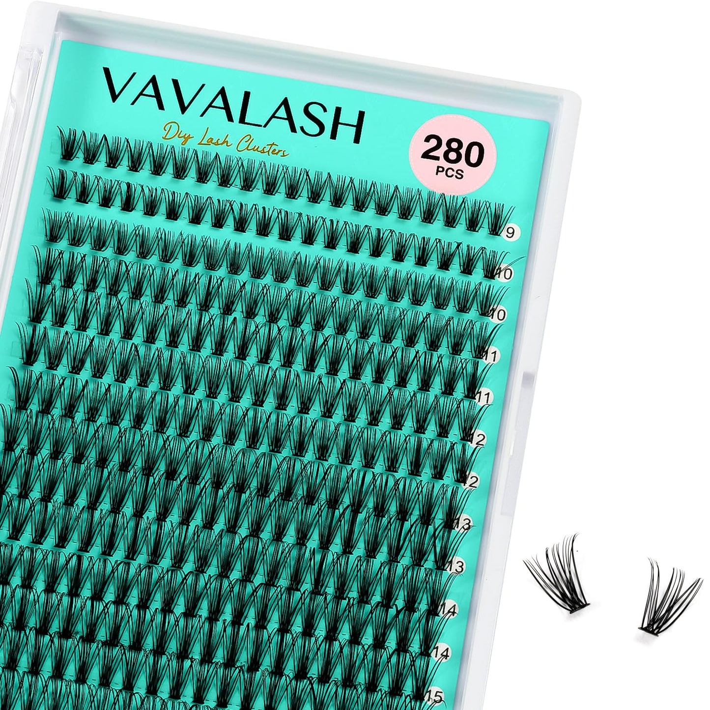 VAVALASH Lash Clusters 20D-C-0.07-9-16MM DIY Individual Lashes 280 PCS Cluster Lashes 10D 20D 30D 40D 50D C D Curl Volume False Eyelash Extensions DIY Lash Extensions at Home (20D-0.07-C,9-16mm)