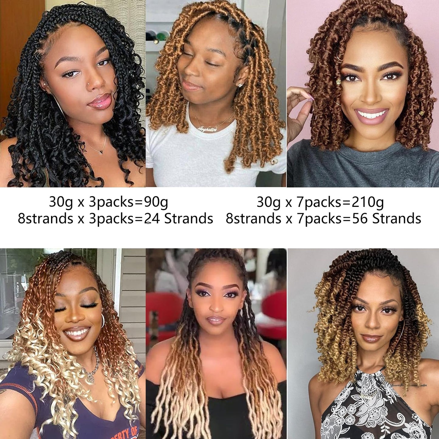 Afro Twist Hair Springy Twist Hair Marley Twist Braiding Hair 14 Inch 7 Packs Pre Fluffed Pre Separated Kinky Twist Hair Braids Marley Crochet Hair Extensions (27#)