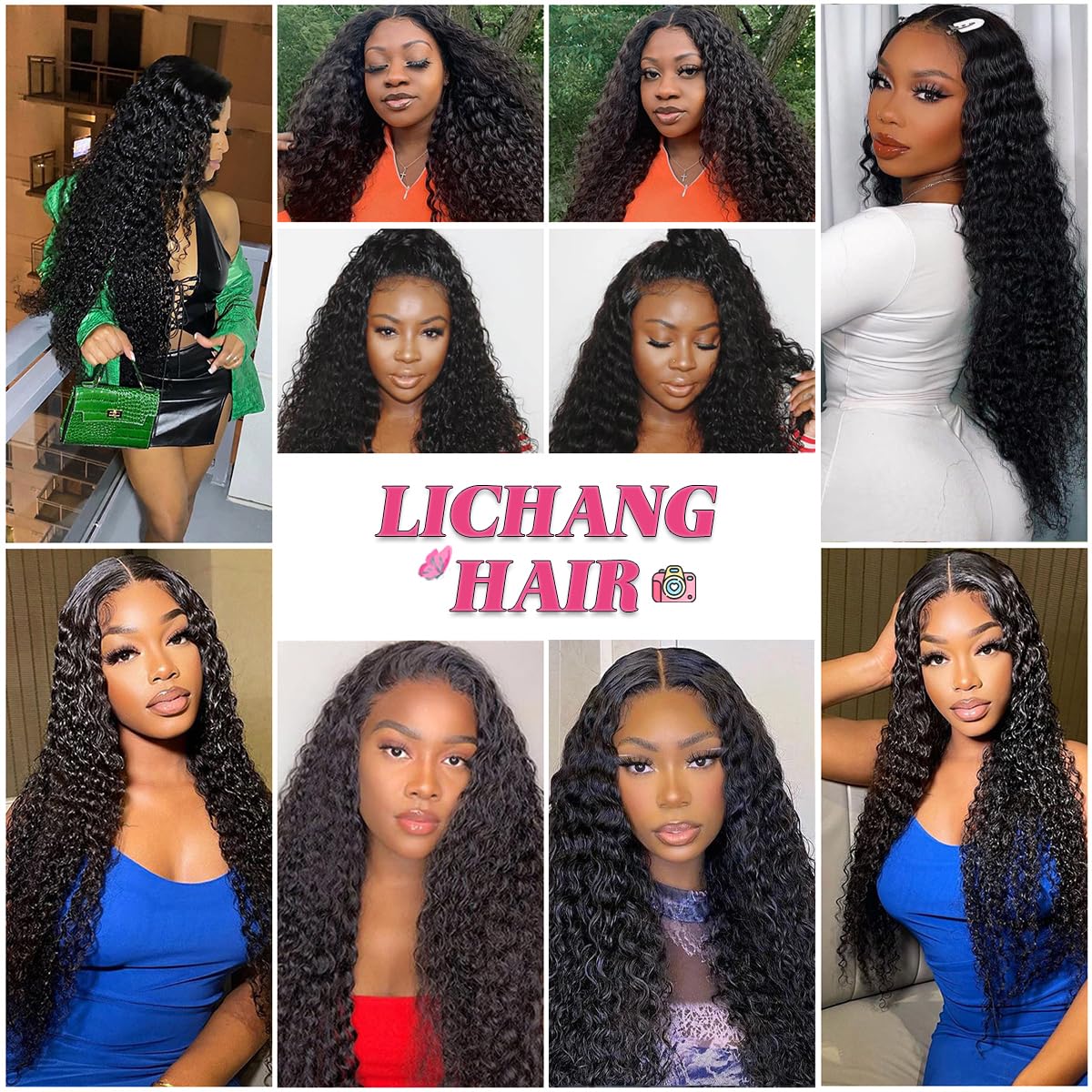 LICHANG 20 Inch Deep Wave Lace Front Wigs Human Hair 4x4 HD Lace Closure Wigs Human Hair 200% Density Deep Curly Lace Frontal Wig Human Hair Pre Plucked with Baby Hair for Black Women