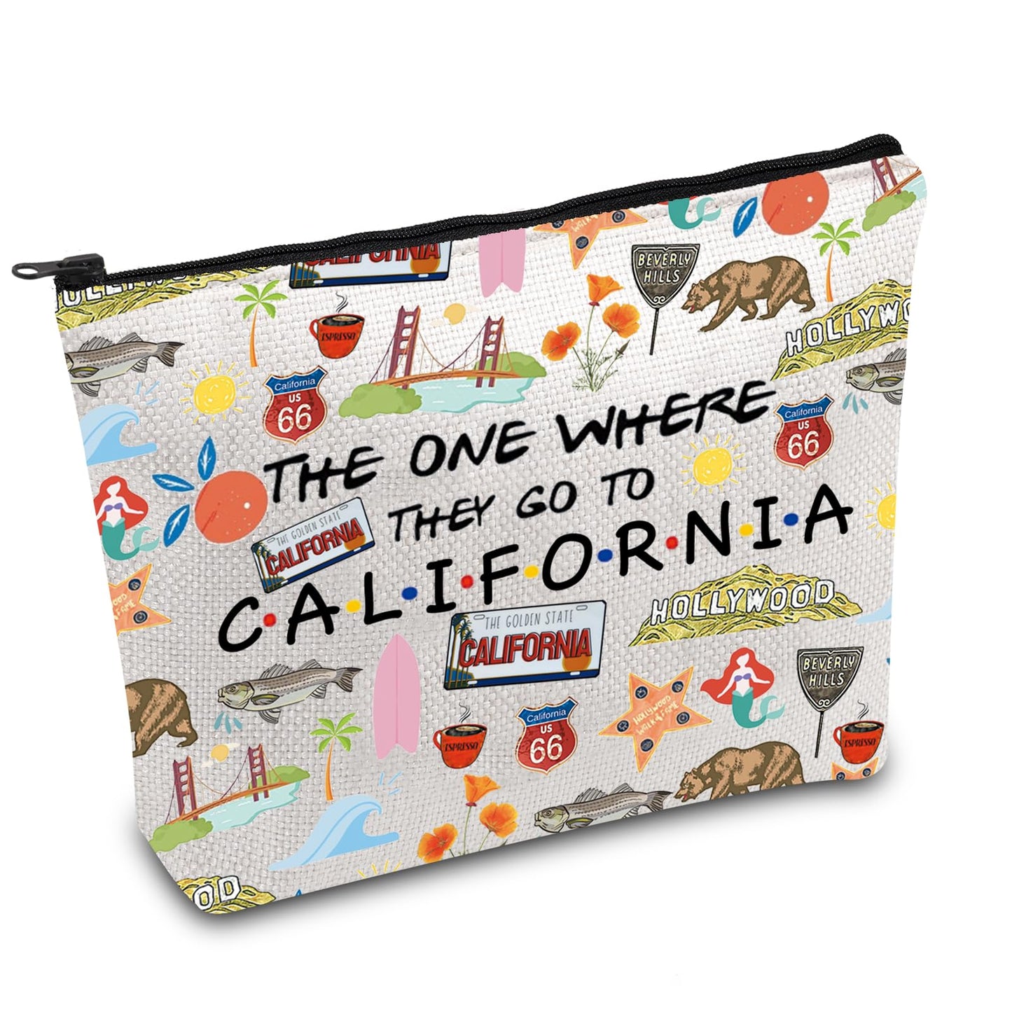 FOTAP California Trip Makeup Bag California State Gift California Souvenir Gift California Travel Bag California Housewarming Gift Vocation Gifts (California)