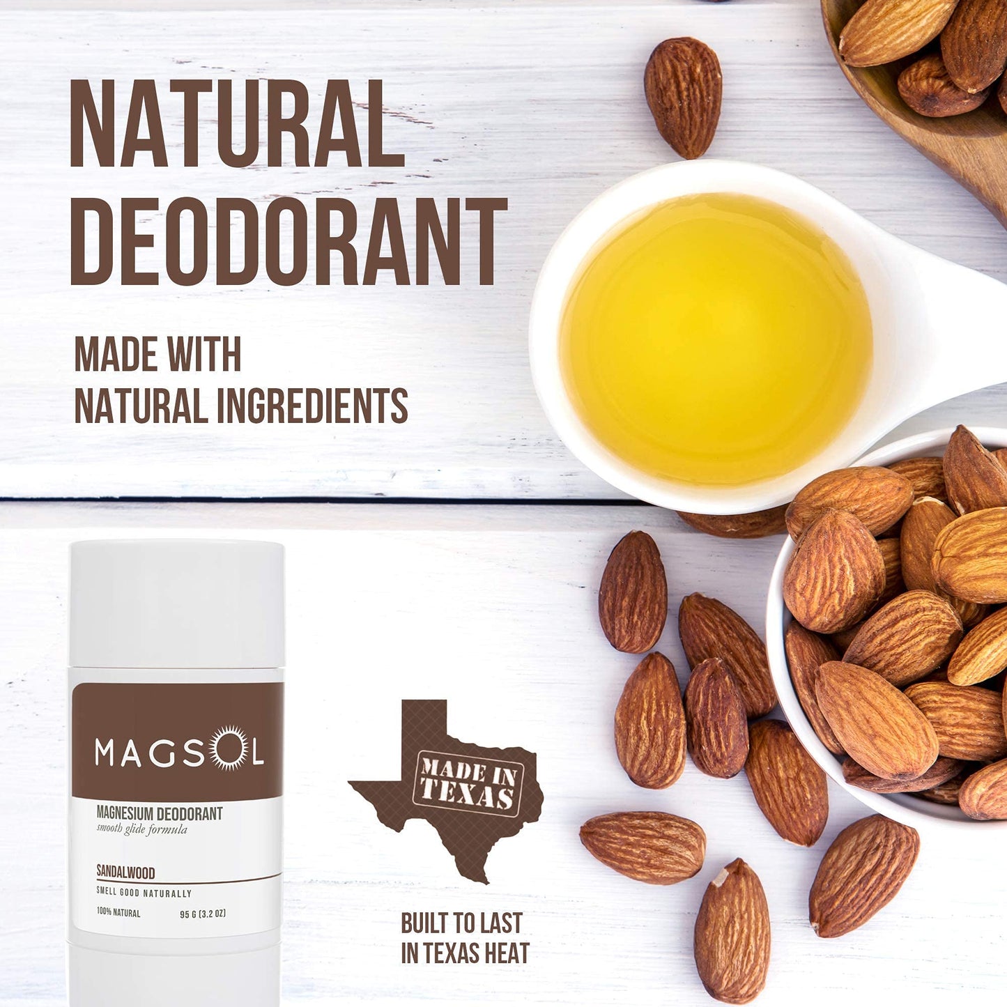 MAGSOL Natural Deodorant for Men & Women - Mens Deodorant with Magnesium - Perfect for Ultra Sensitive Skin, Aluminum Free Deodorant for Women, Baking Soda Free 3 Pack