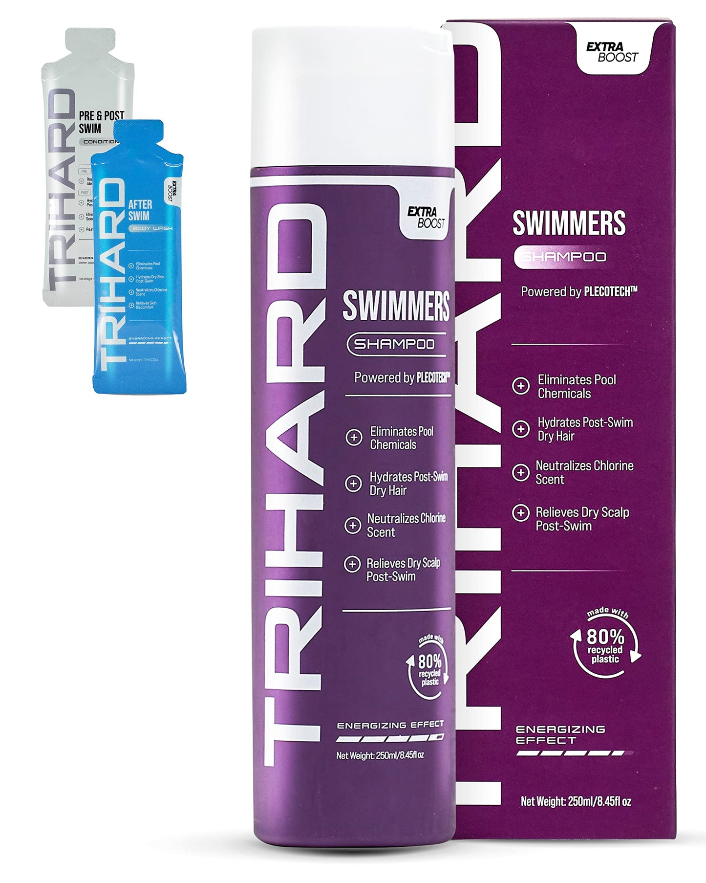 TRIHARD Swimmers Shampoo Extra Boost + After-Swim Body Wash + Pre & Post Swim Conditioner