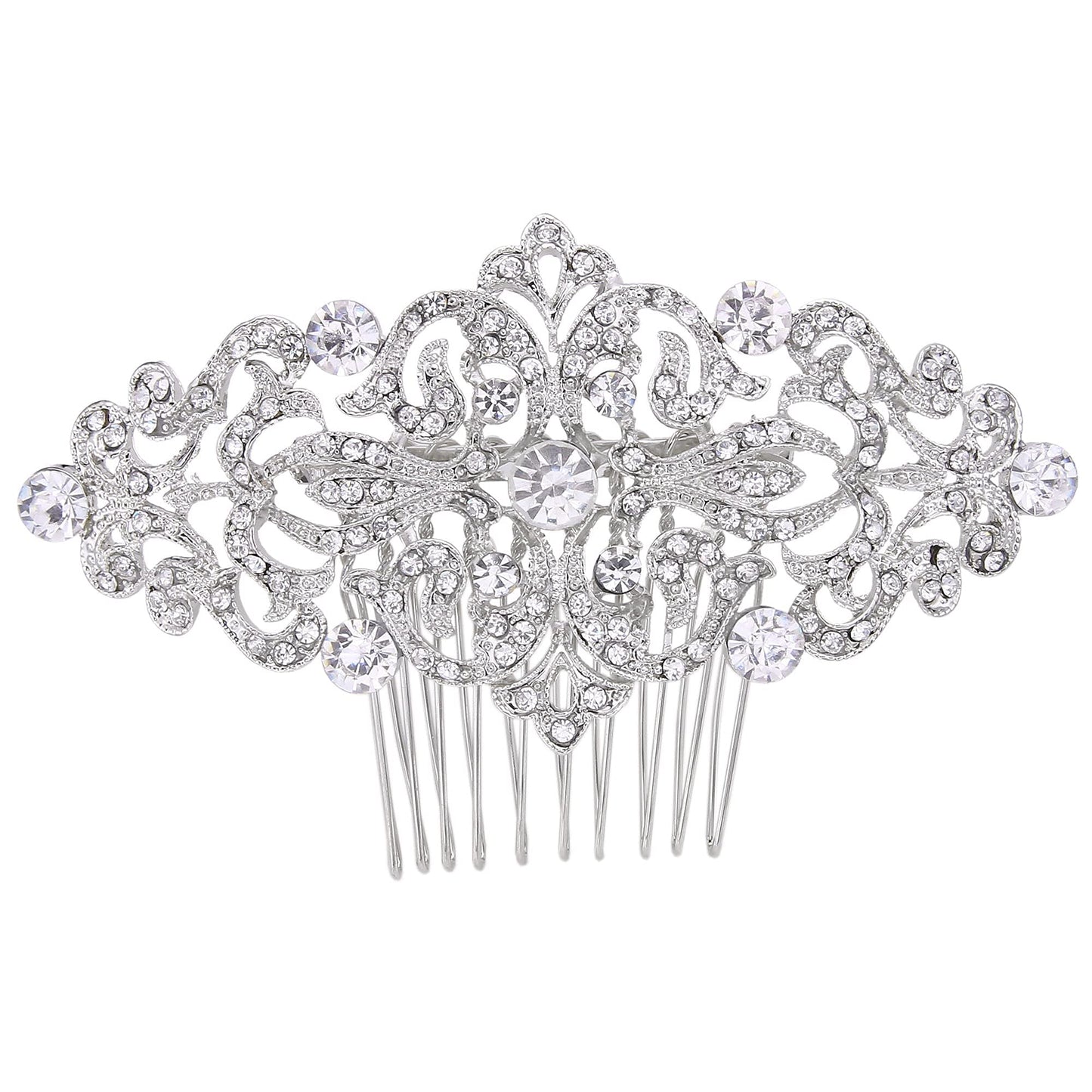 EVER FAITH 1920s Wedding Hair Accessories Austrian Crystal Bridal Art Deco Vintage Hair Piece Side Comb for Women Bride Clear Gold-Tone