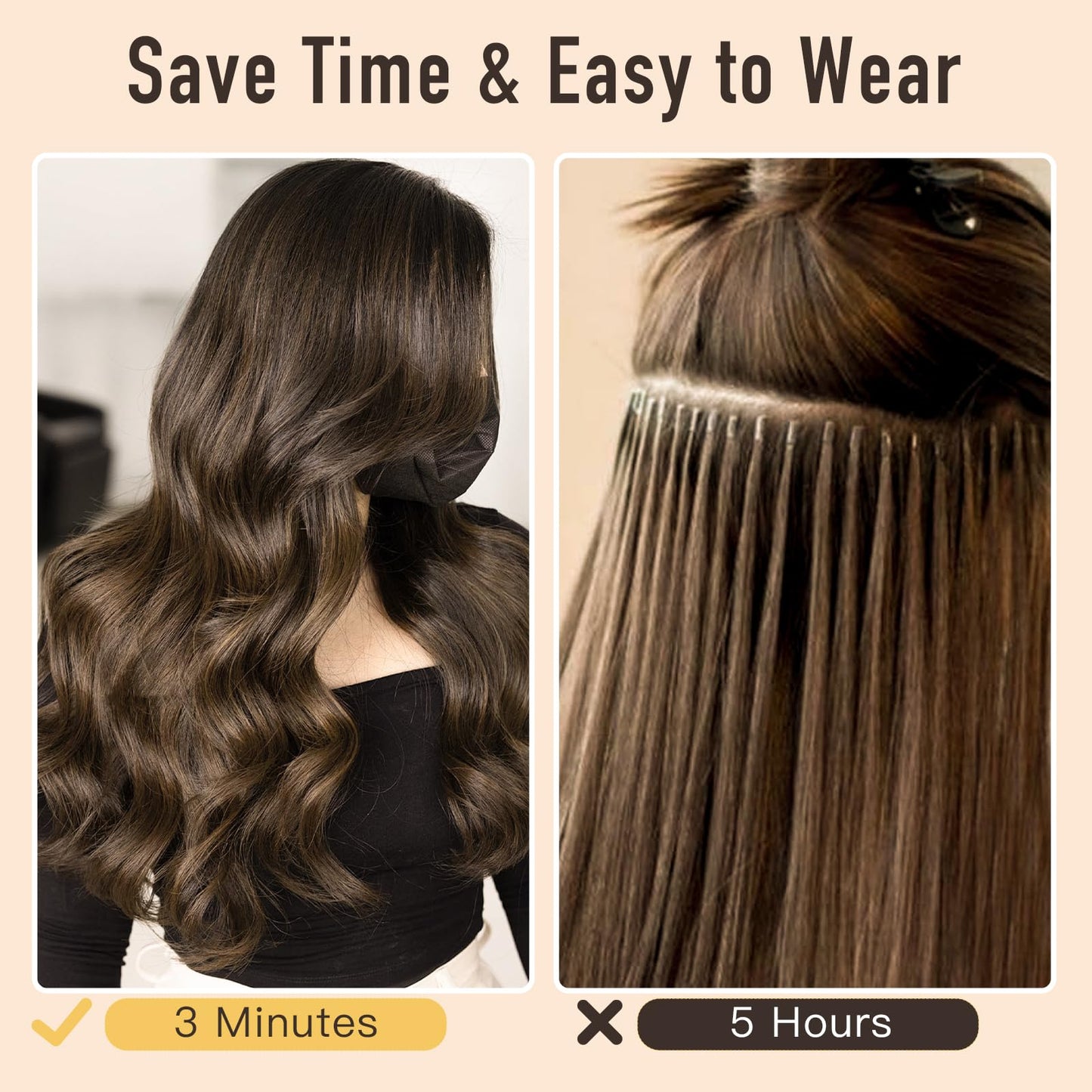 Balyeoseol Clip in Hair Extensions Brown 4Pcs 20Inch Synthetic Wire Hair Extensions Long Wavy Curly Fully Invisible Hairpieces Soft Graduation Gift for Pairing with Summer Dresses for Women 2024