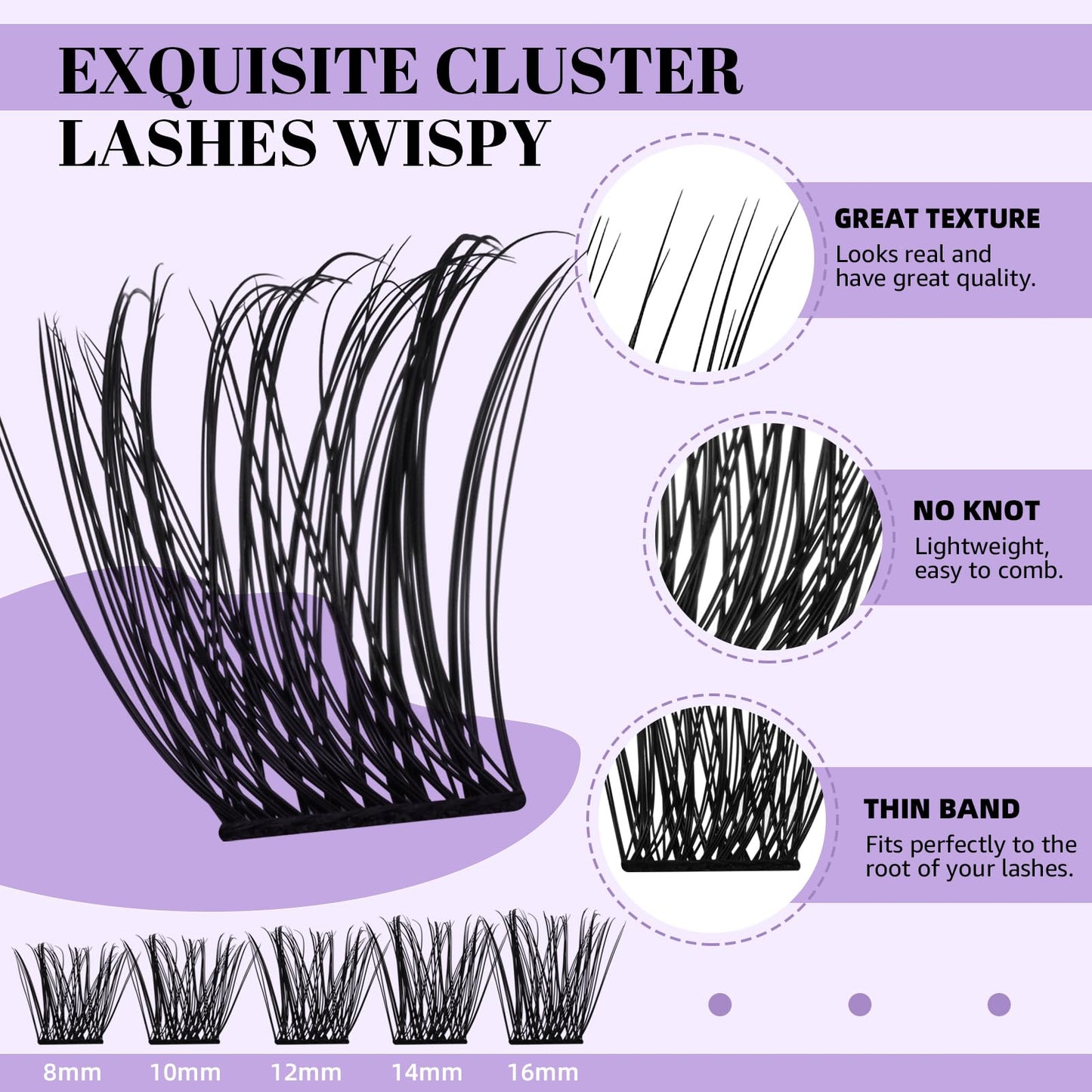 Lash Clusters D Curl 8-16MIX 96 PCS Eyelash Clusters Wispy with 360° Rotatable Mirror Cluster Eyelash Extensions Natural Lash Clusters Lashes Wispy Diy Lash Extensions Clusters (Q06,D 8-16MIX)