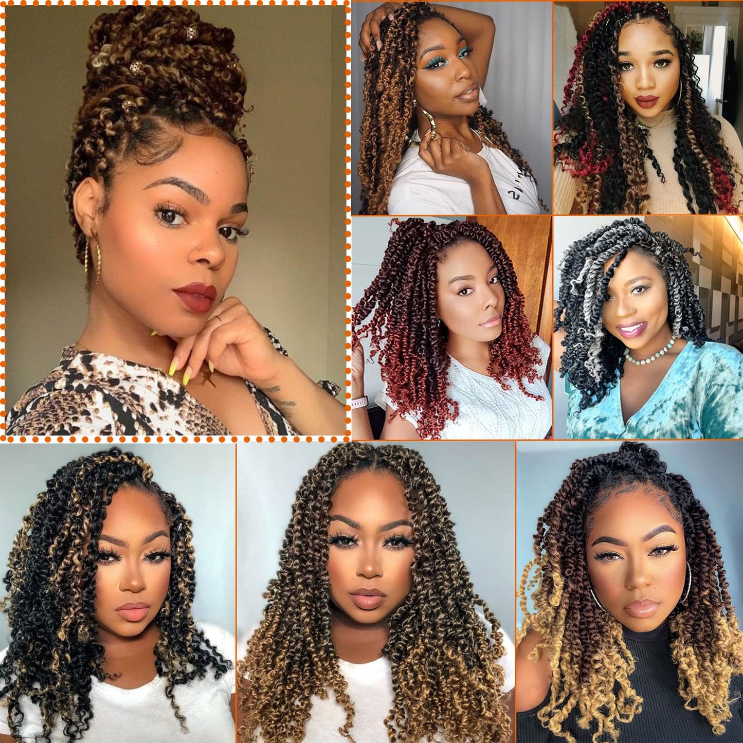 Passion Twist Hair 14 Inch Pre-twisted Passion Twist Crochet Hair for Women Pre-looped Water Wave Crochet Braids Bohemian Curly Crochet Hair Synthetic Hair Extensions 8 packs 1B