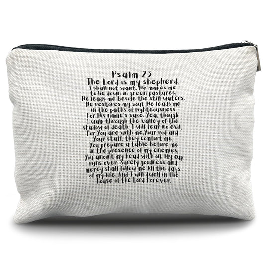 Nogrit PASLM 23 Christian Inspirational Makeup Bag Cosmetic Bags for Women, Christian Gifts for Women Faith, Religious Bible Verse Small Makeup Cosmetic Bag for Purse