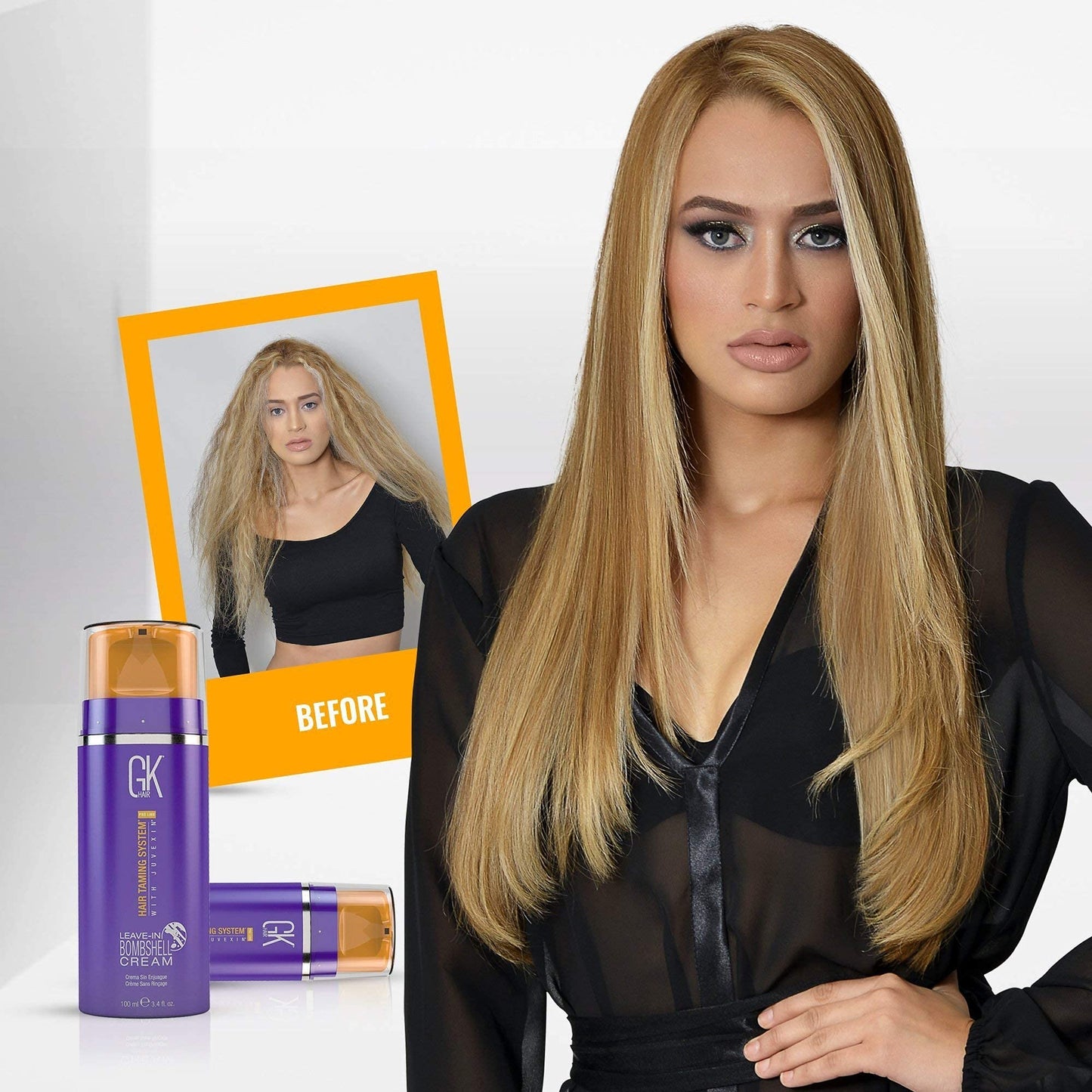 GK HAIR Global Keratin Purple Shampoo/Toner Silver Bombshell 280ml I Leave In Bombshell Cream (100ml/ 3.4 fl. oz)