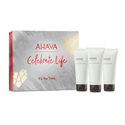 AHAVA It's You Time Body Trio - Includes Mineral Body Lotion, Mineral Hand Cream & Mineral Shower Gel, with Exclusive Dead Sea Mineral Blend Osmoter, 3 x 3.4 Fl.Oz