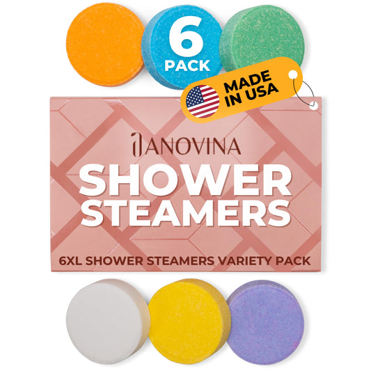 Anovina Shower Steamers Aromatherapy. Variety 6 Pack Proudly Made in USA with Pure Essential Oils Shower Bombs, Self Care Gifts for Women and Men - Shower Tablets Mothers Day Gift