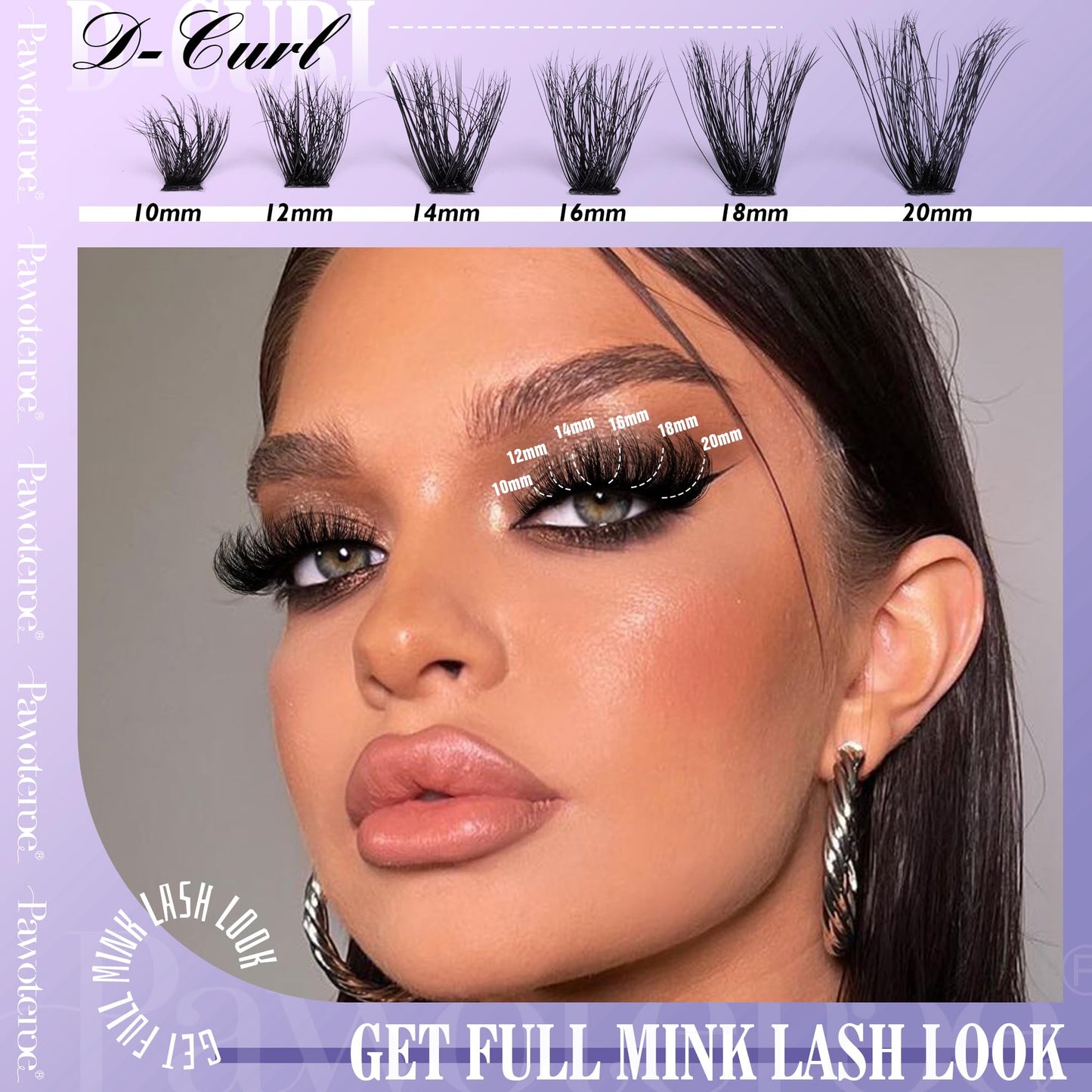 Fluffy Lash Extension Kit Lash Clusters 80D Curl DIY Eyelash Extension Kit 10-20mm Individual Lashes Mink with Lash Bond and Seal and Lash Tweezers for Self Application at Home (MINK-80D-10-20MIX KIT)