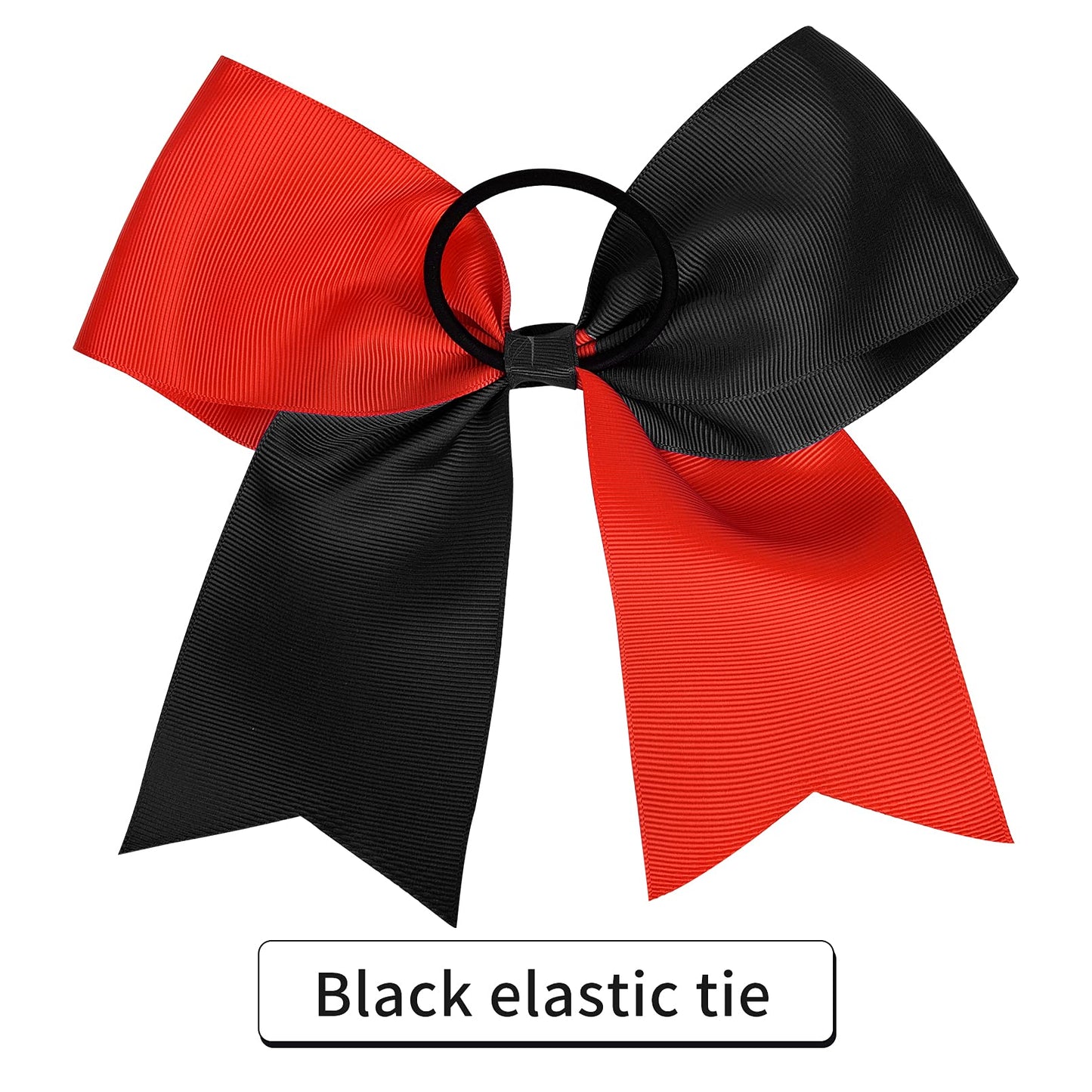 12PCS 8" Large Cheer Bow Red Black Ponytail Holder Elastic Band Hair Ties Hair Bow Accessories for Cheerleading Teen Girls High School College Softball Competition Sports