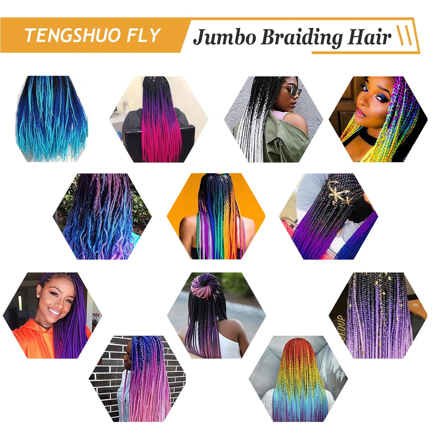 TENGSHUO FLY Ombre Braiding Hair Extensions for Women 1 Pack/24 Inch Braiding Hair Fiber Crochet Hair for Box Braids Senegal Twist Hair Extensions(24" (Pack of 1),Light Purple/A36)