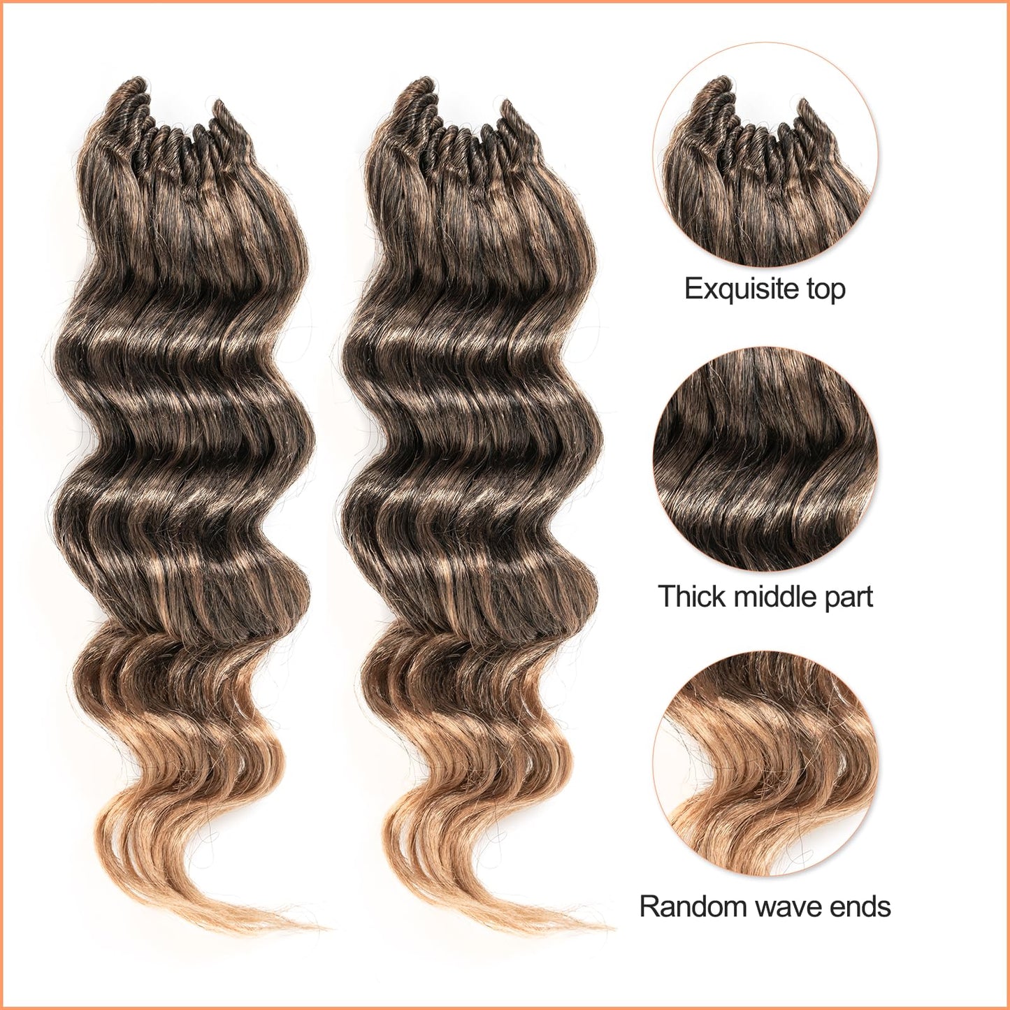 Toyotress Ocean Wave Crochet Hair - 9 Inch 8 Packs Ombre Blonde Crochet Braids Deep Twist Synthetic Braiding Hair Extensions (9 Inch, T27-8P)