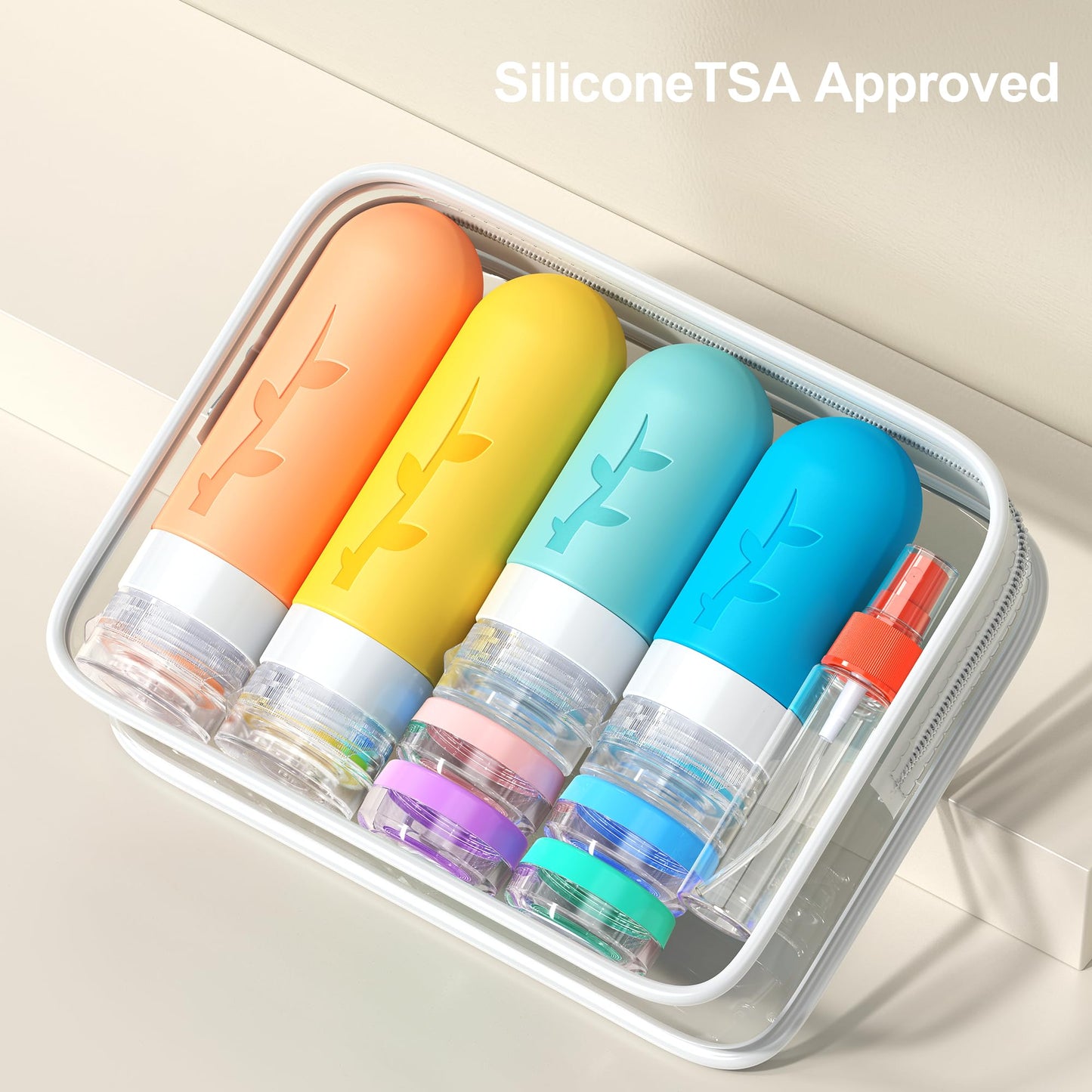 18pack Travel Bottles for Toiletries,TSA Approved Silicone Travel Containers jar for Toiletries,Leak Proof Refillable Liqus Shampoo And Conditioner Travel Essentials toiletry Bottles