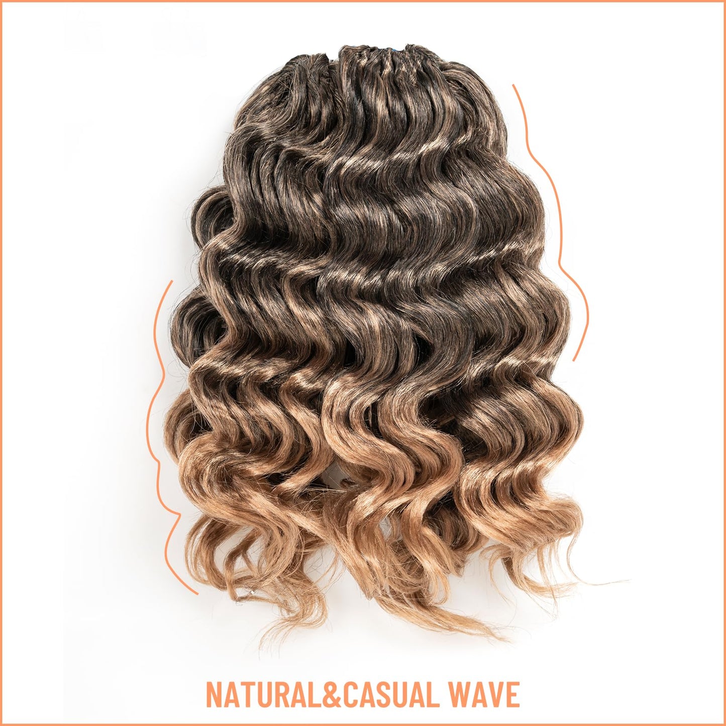 Toyotress Ocean Wave Crochet Hair - 9 Inch 8 Packs Ombre Blonde Crochet Braids Deep Twist Synthetic Braiding Hair Extensions (9 Inch, T27-8P)