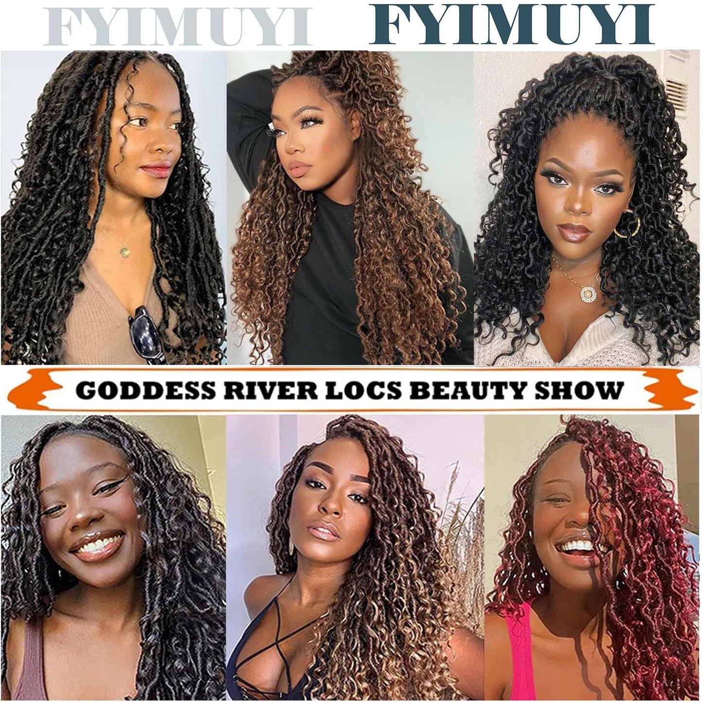 Goddess Locs Crochet Hair 20Inch 4Packs Boho Faux Locs Crochet Braids Pre Looped Hippie River Locs Crotchet Hair For Women Human Hair (20Inch /pack of 4/ #1B/27)