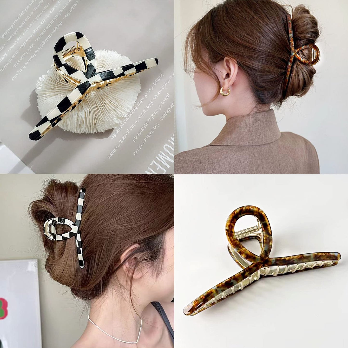 Hair Claw Clips Big Hair Claw Butterfly Hair Claw for Women Acetate Metal Hair Clamps 4.7" Large Hair Accessories for Women and Girls 3 Pcs