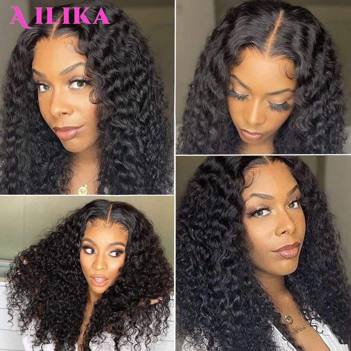 AILIKA 16 Inch Wear and Go 13 * 4 With Baby Hair Natural Hairline Wig HD TransparentKinky Curly Lace Front Wig Human Hair Pre Cut Pre Plucked For Black Women 3 Seconds to Wear Glueless Wig