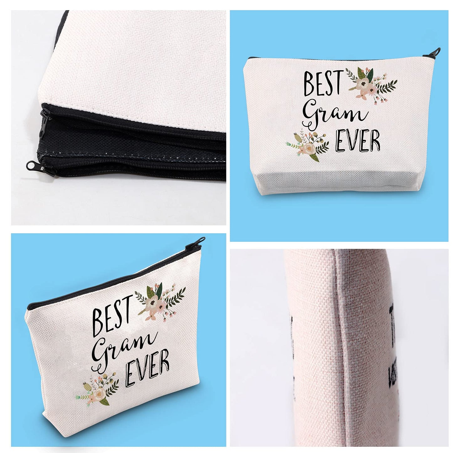 GJTIM Gram Birthday Gift Best Gram Ever Gift Quote Makeup Zipper Pouch Bag Grandma Cosmetic Bag (Best Gram Ever Bag)